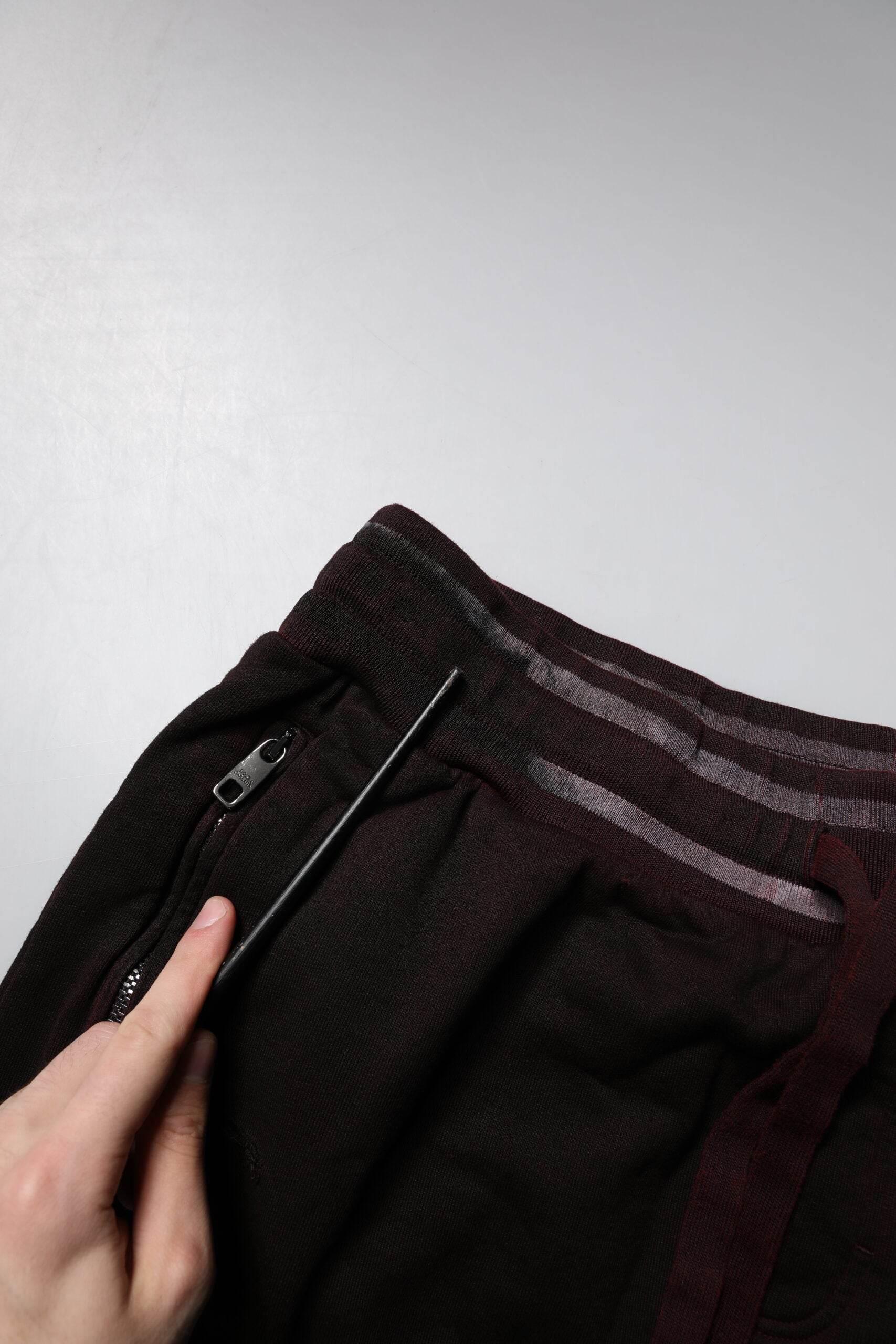 Dolce & Gabbana Maroon Cotton Logo Plaque Men Bermuda Shorts - Hilstor