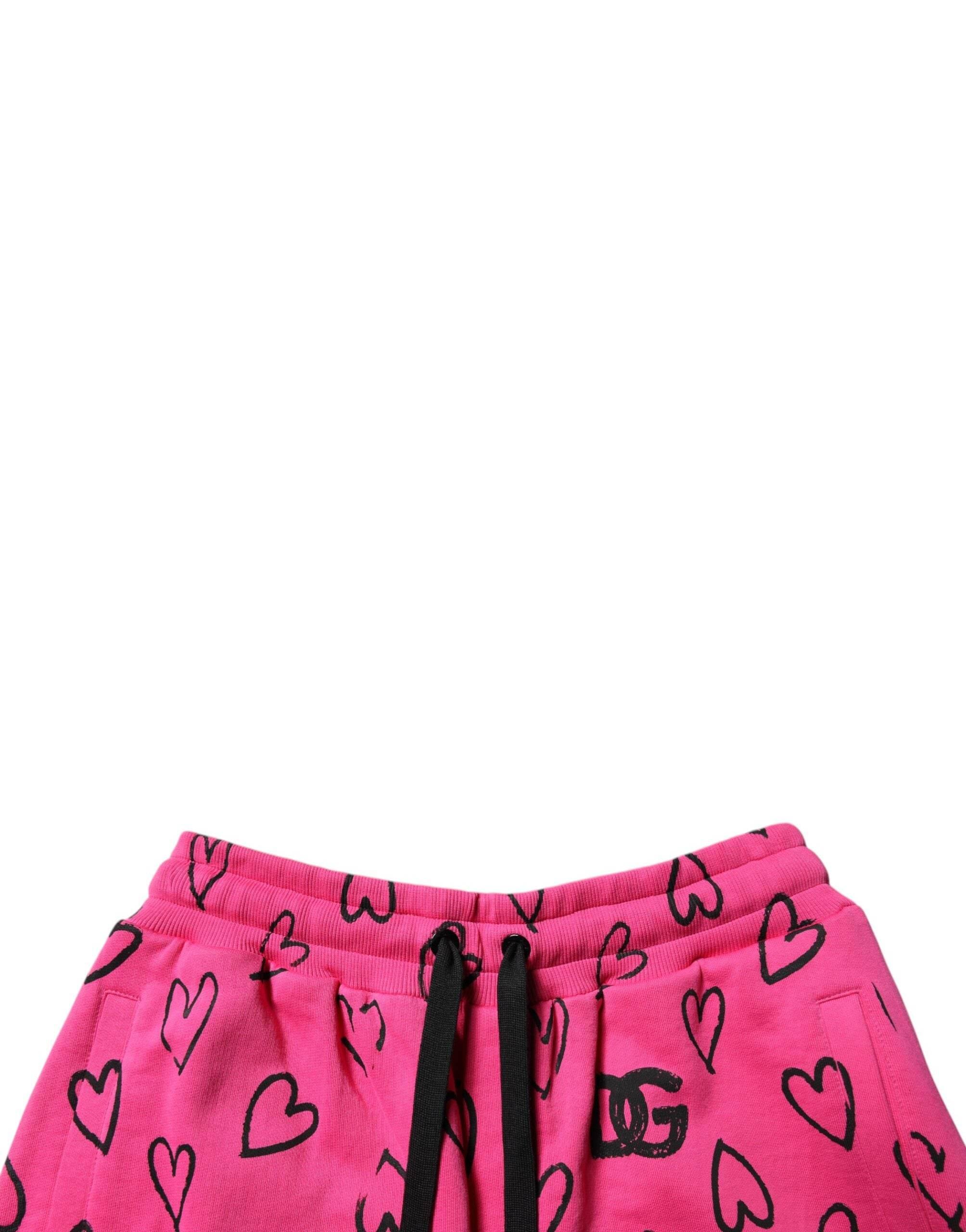 Dolce & Gabbana Pink Cotton Heart Print Bermuda Shorts - Hilstor