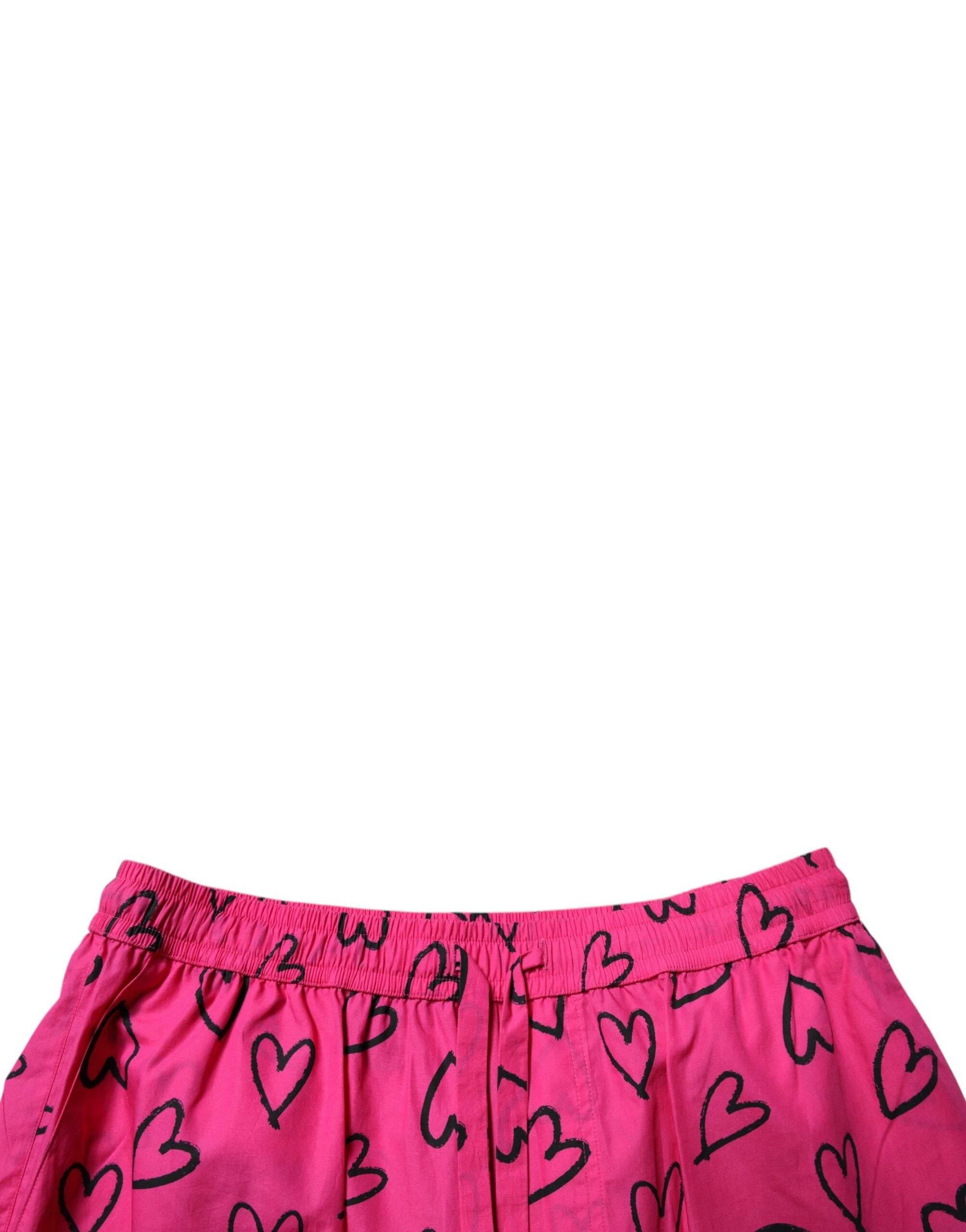 Dolce & Gabbana Pink Cotton Heart Print Bermuda Shorts - Hilstor
