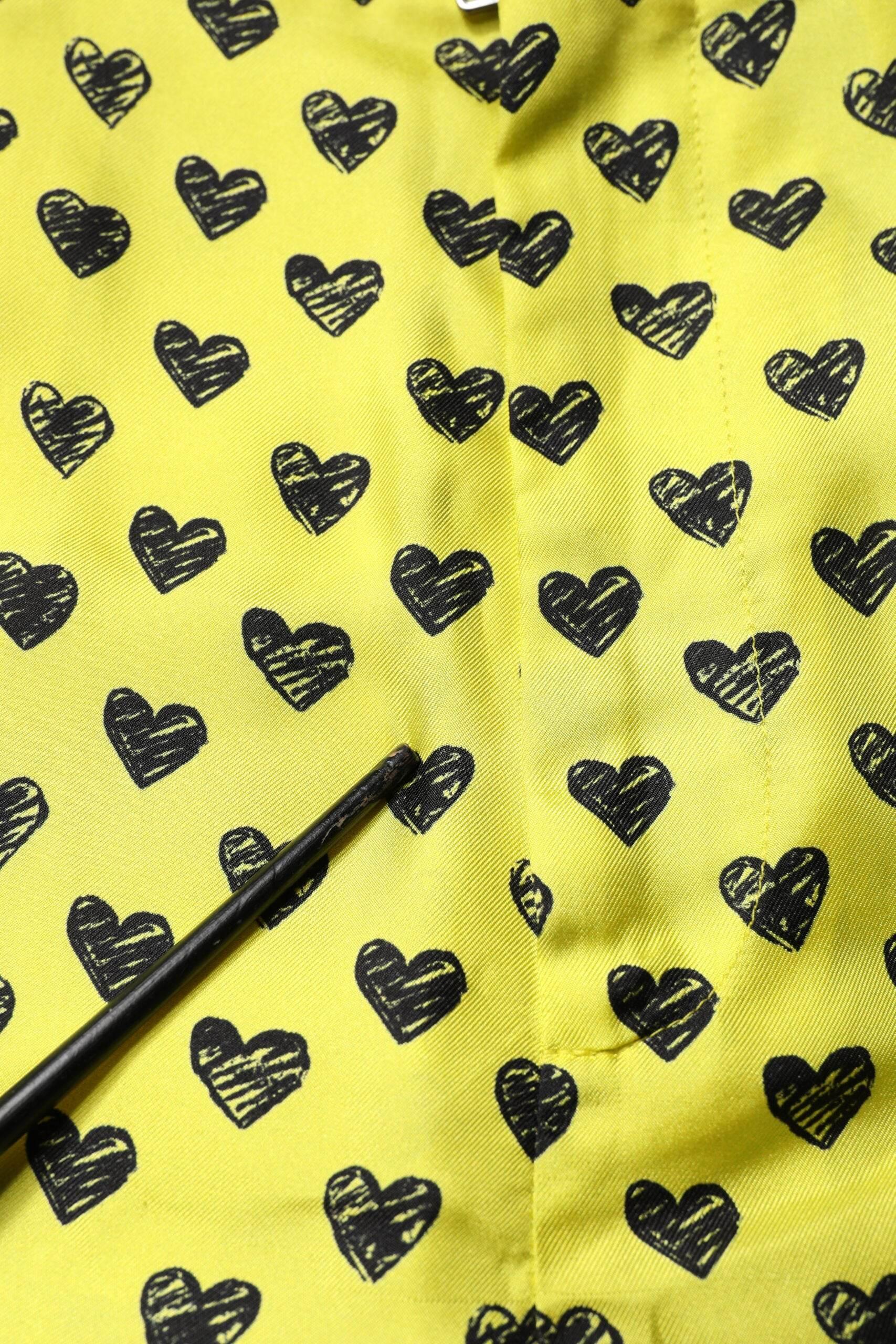 Dolce & Gabbana Green Silk Heart Print Bermuda Shorts - Hilstor