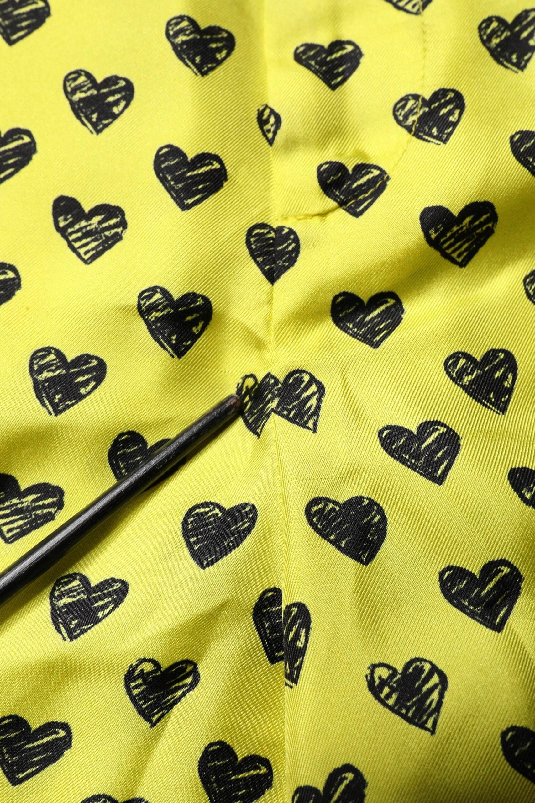 Dolce & Gabbana Green Silk Heart Print Bermuda Shorts - Hilstor