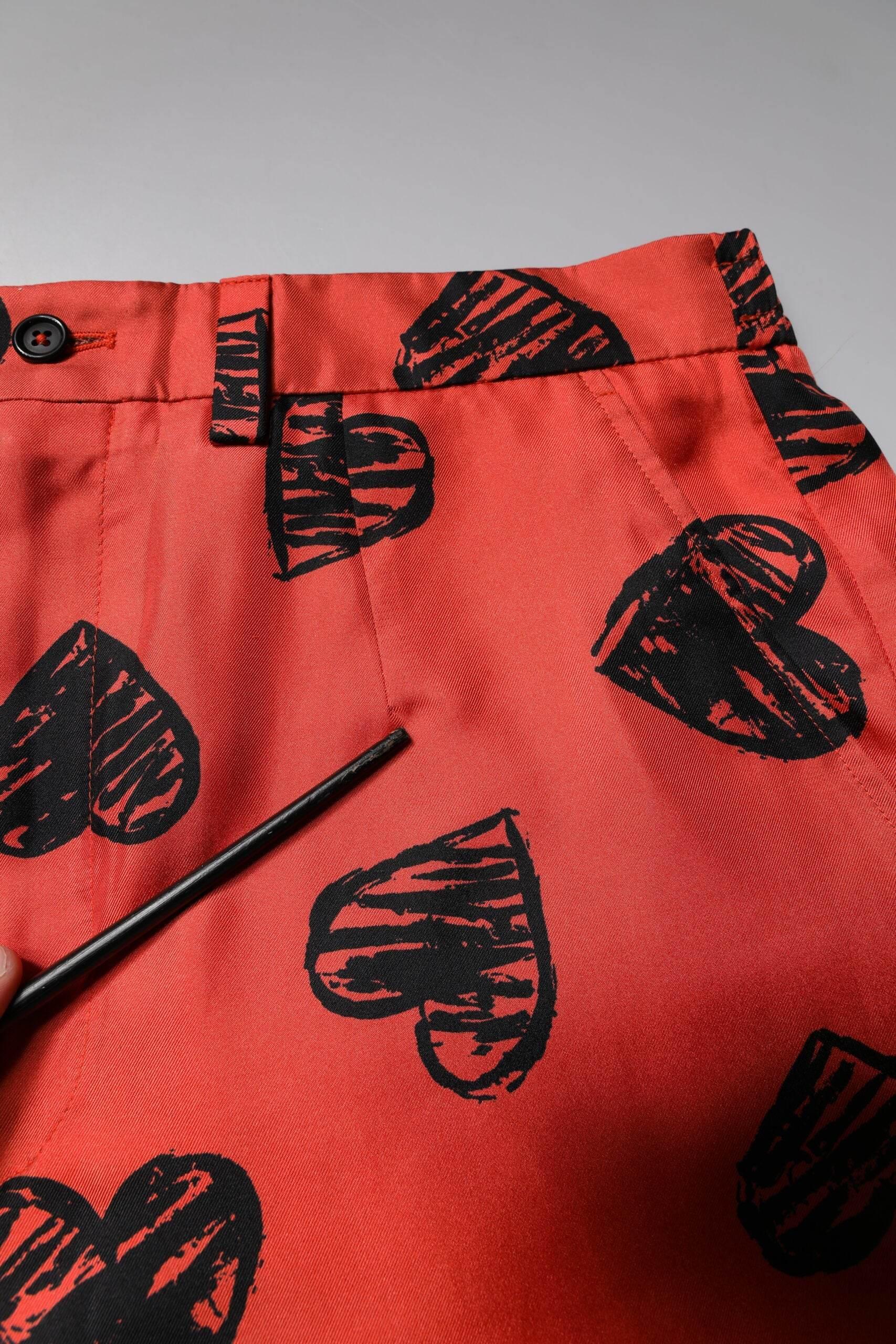 Dolce & Gabbana Orange Silk Heart Print Bermuda Shorts - Hilstor