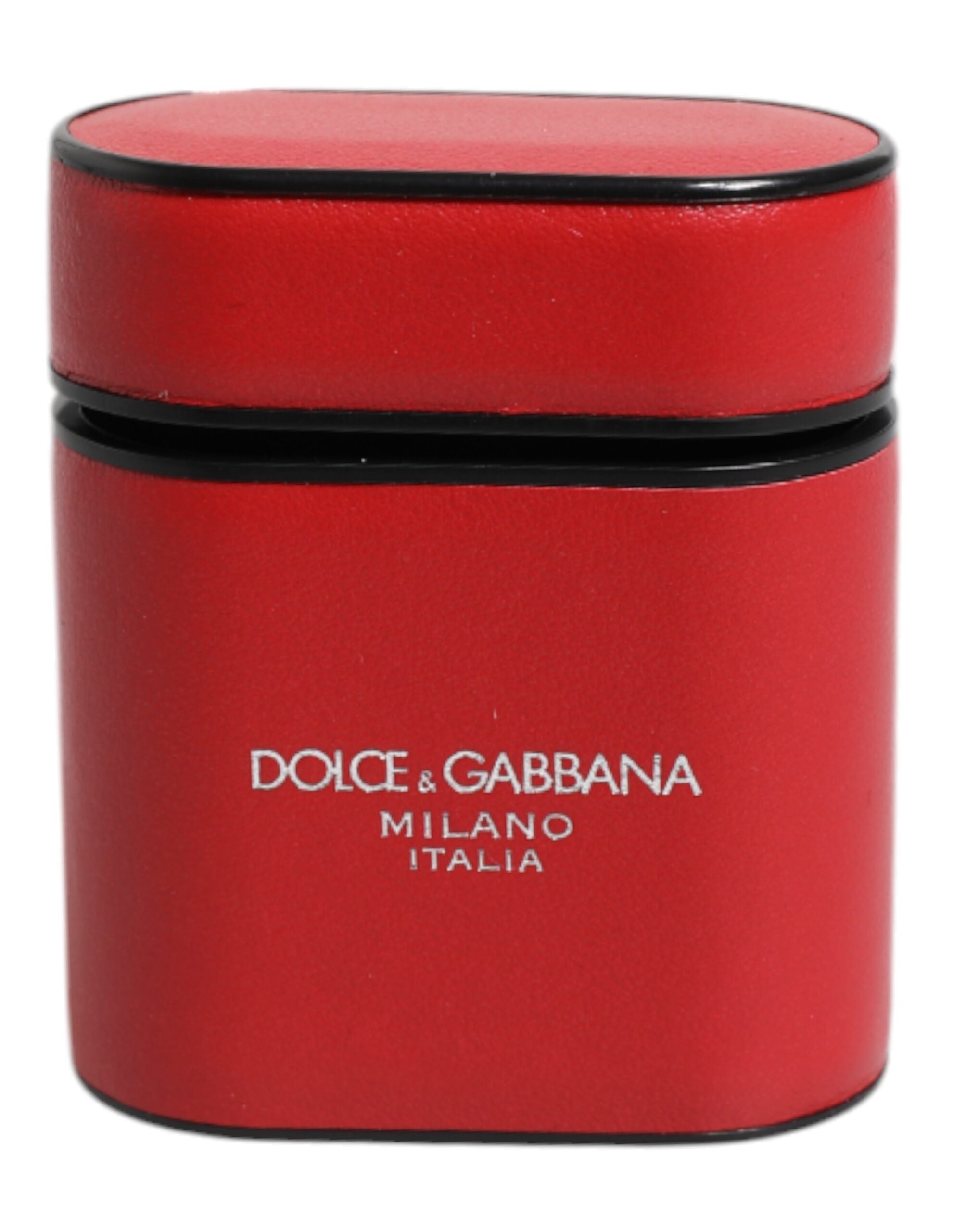 Dolce &amp; Gabbana Rött Kalvskinnsfodral med Logotyptryck och Flipfodral till Airpods