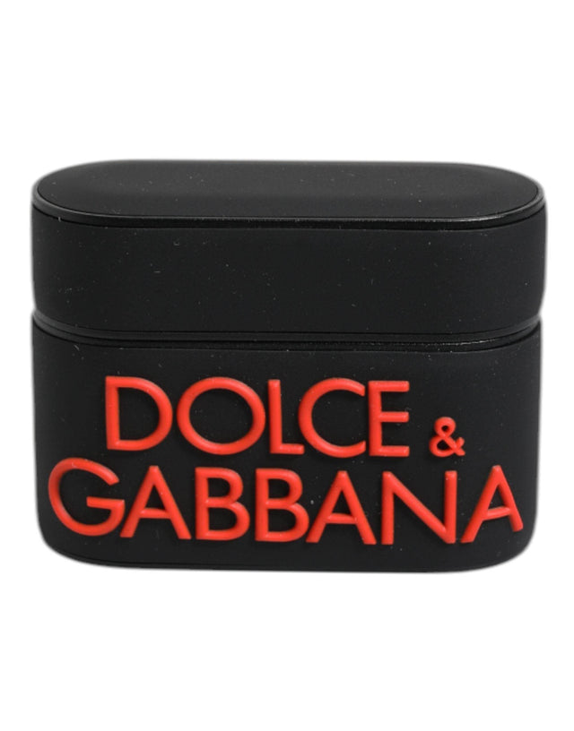 Dolce & Gabbana Black Orange Silicone Embossed Logo Airpods Case - Hilstor