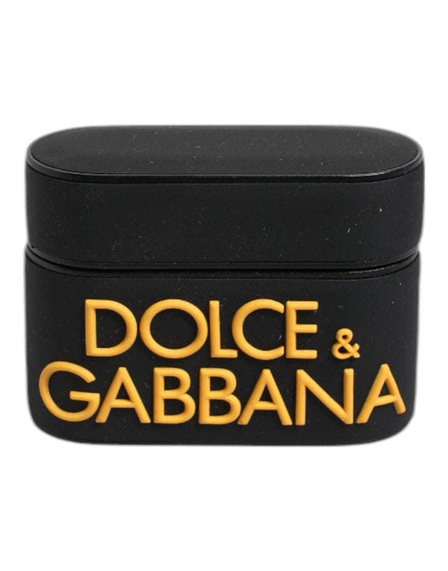 Dolce & Gabbana Black Yellow Silicone Embossed Logo Airpods Case - Hilstor