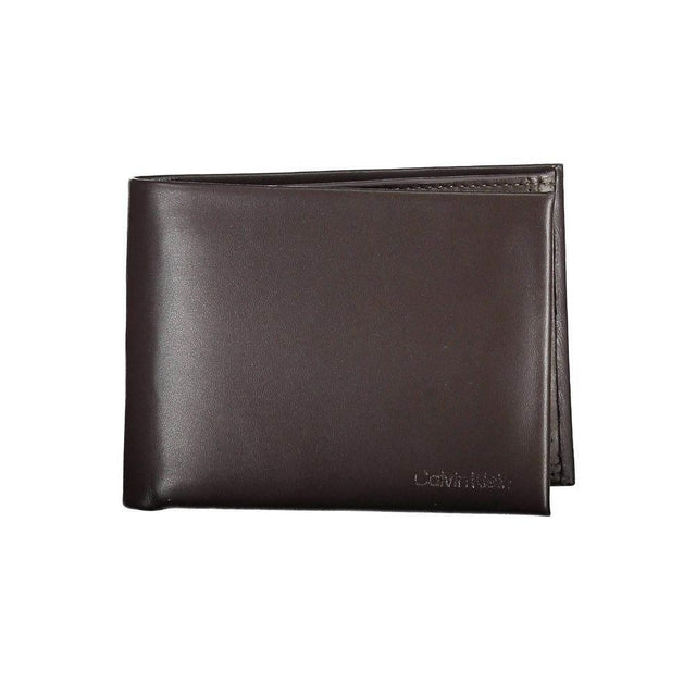 Calvin Klein Elegant Brown Leather Dual-Compartment Wallet - Hilstor