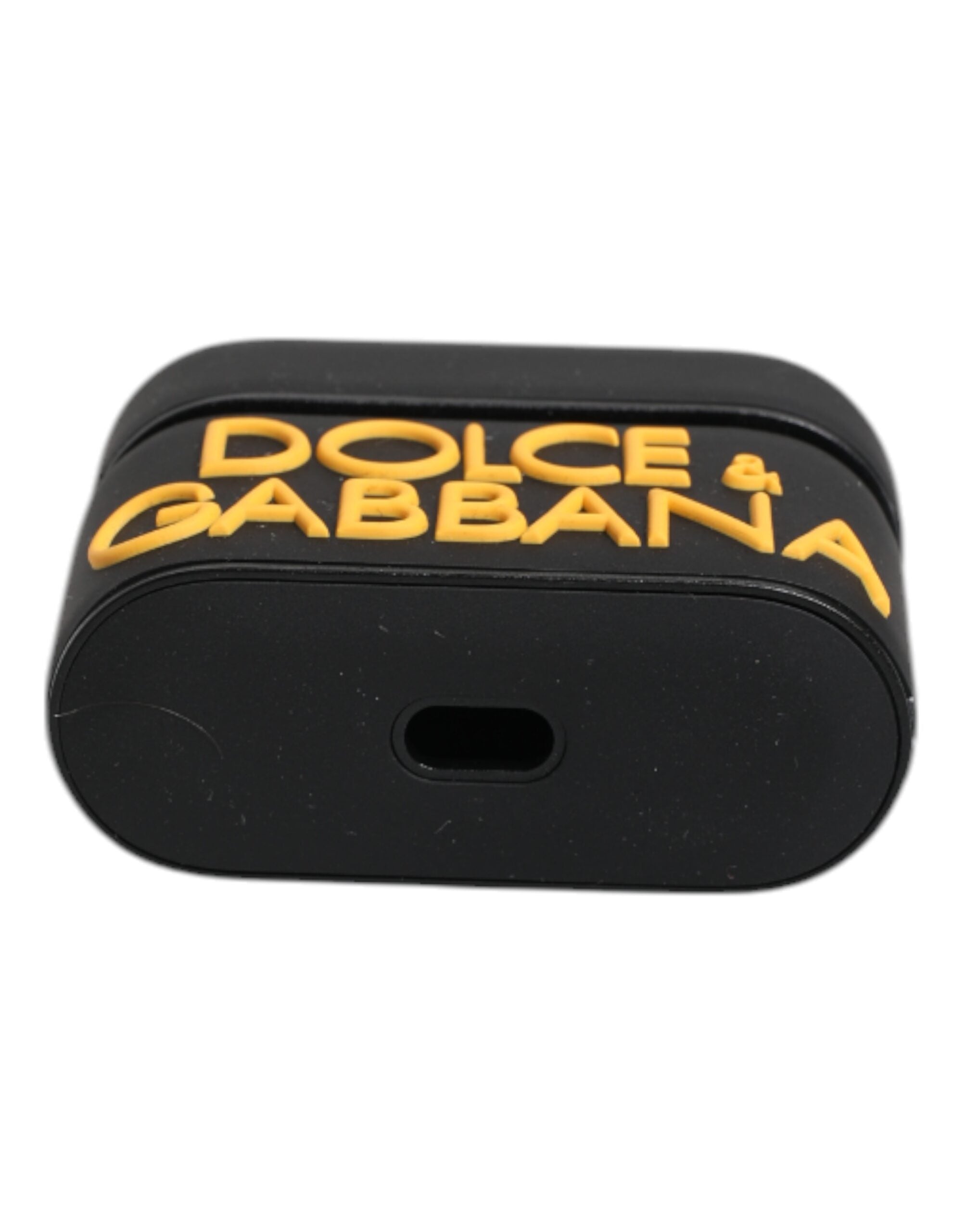 Dolce &amp; Gabbana Sort Gul Silikone Præget Logo Airpods etui