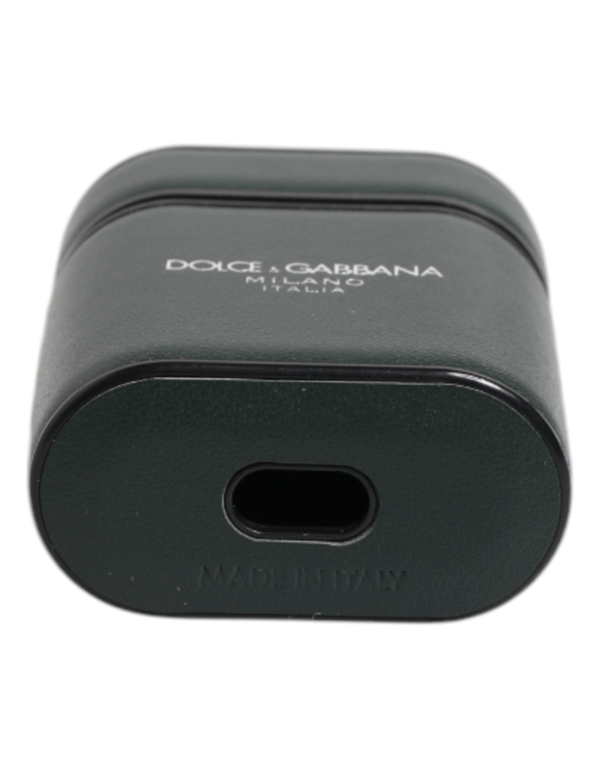Dolce &amp; Gabbana Grönt Kalvskinnsfodral med Logotyptryck och Flipfodral till Airpods