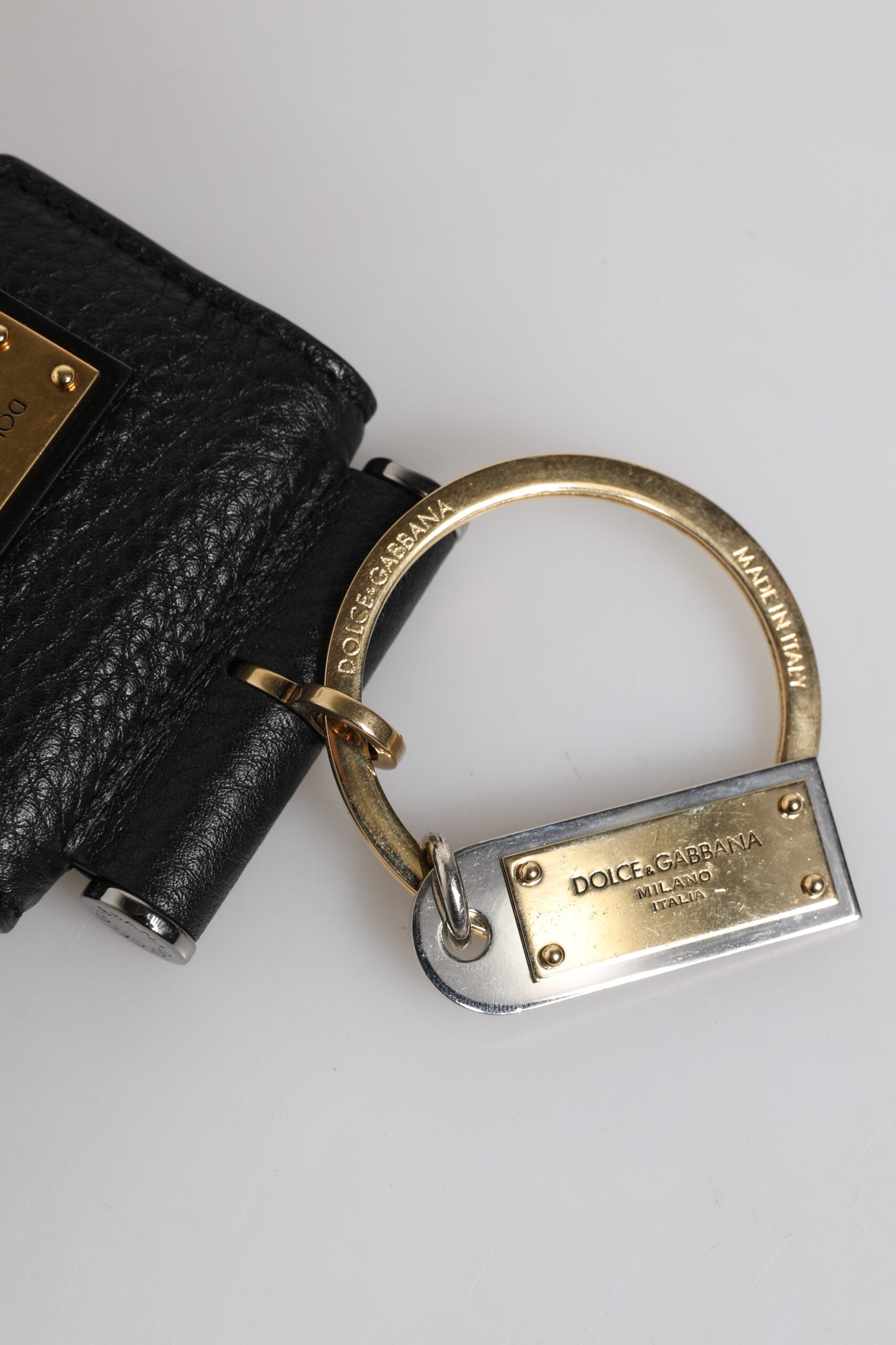 Dolce &amp; Gabbana sort læderrem Gold Metal Logo Plaque Airpods etui