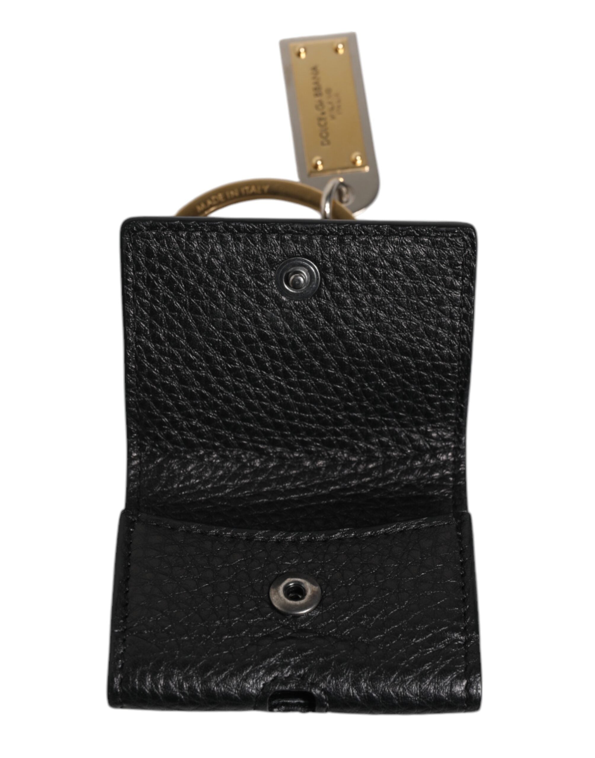 Dolce &amp; Gabbana sort læderrem Gold Metal Logo Plaque Airpods etui