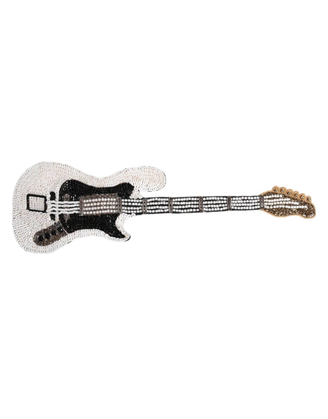 Dolce & Gabbana Gold Brass Logo Beaded Guitar Pin Brooch - Hilstor