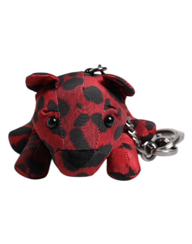 Dolce & Gabbana Red Black Polyester Animal Silhouette Keychain Keyring - Hilstor