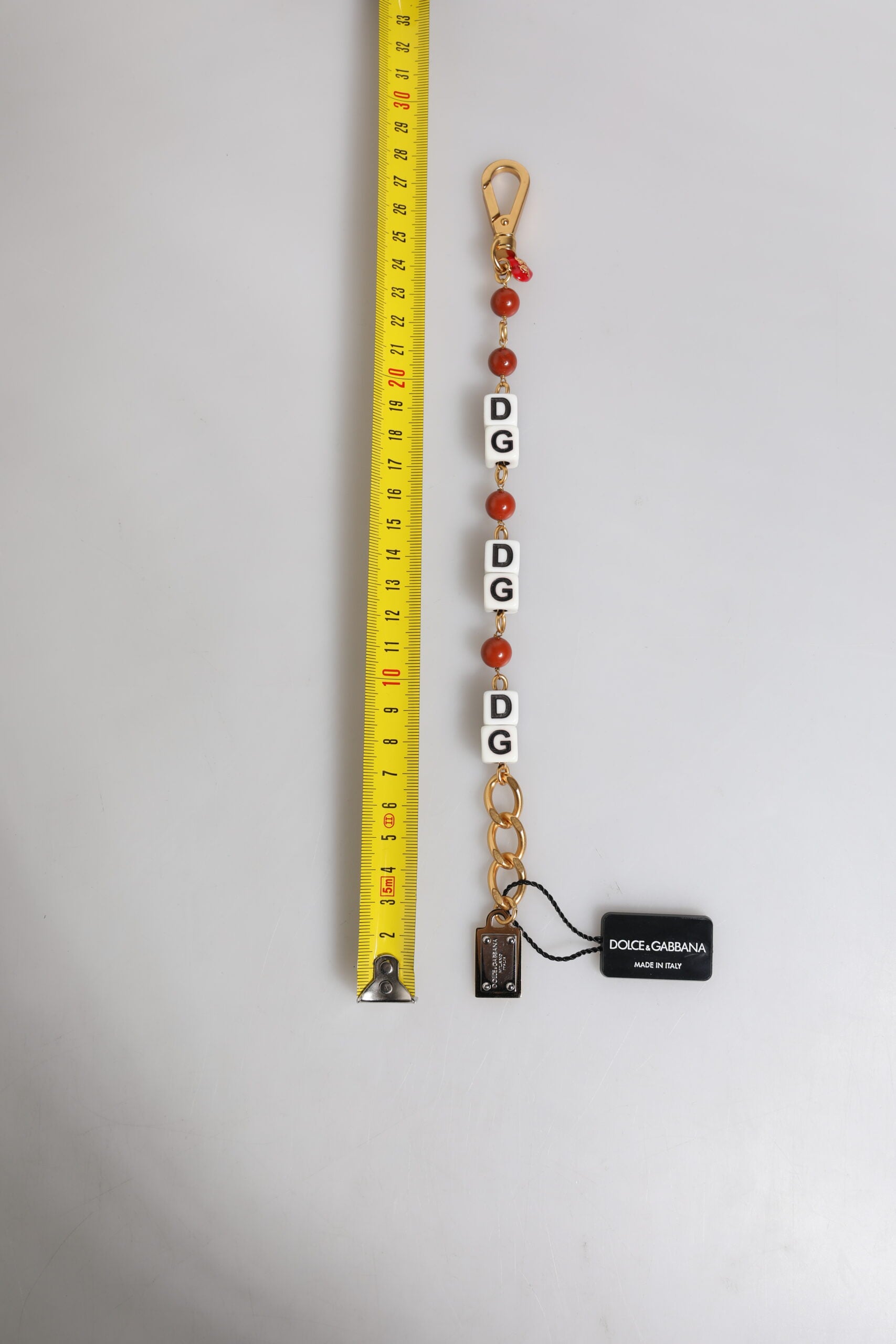 Dolce &amp; Gabbana Multicolor Gold Tone Messing Chain DG Logo Dice Armbånd