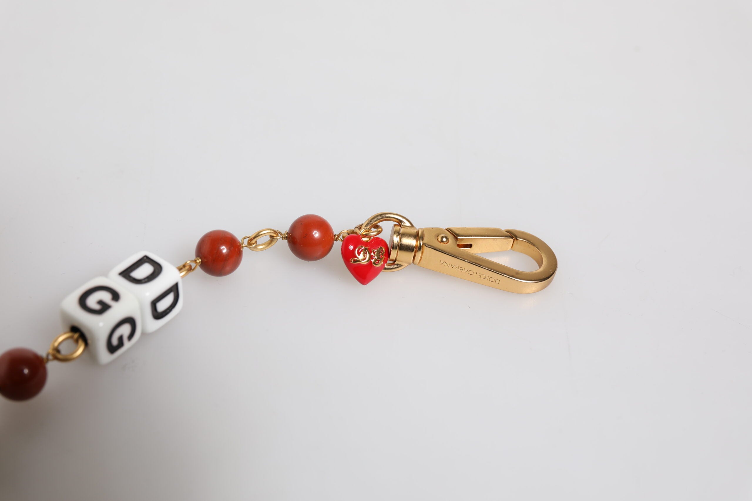 Dolce &amp; Gabbana Multicolor Gold Tone Messing Chain DG Logo Dice Armbånd
