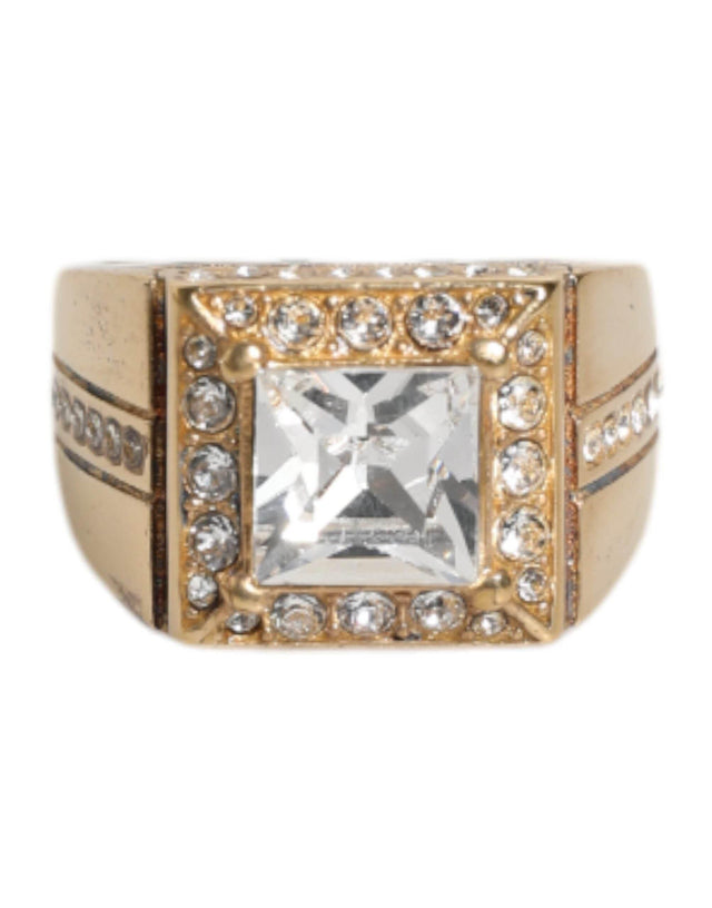Dolce & Gabbana Gold Tone Sterling Silver 925 Crystals Ring - Hilstor