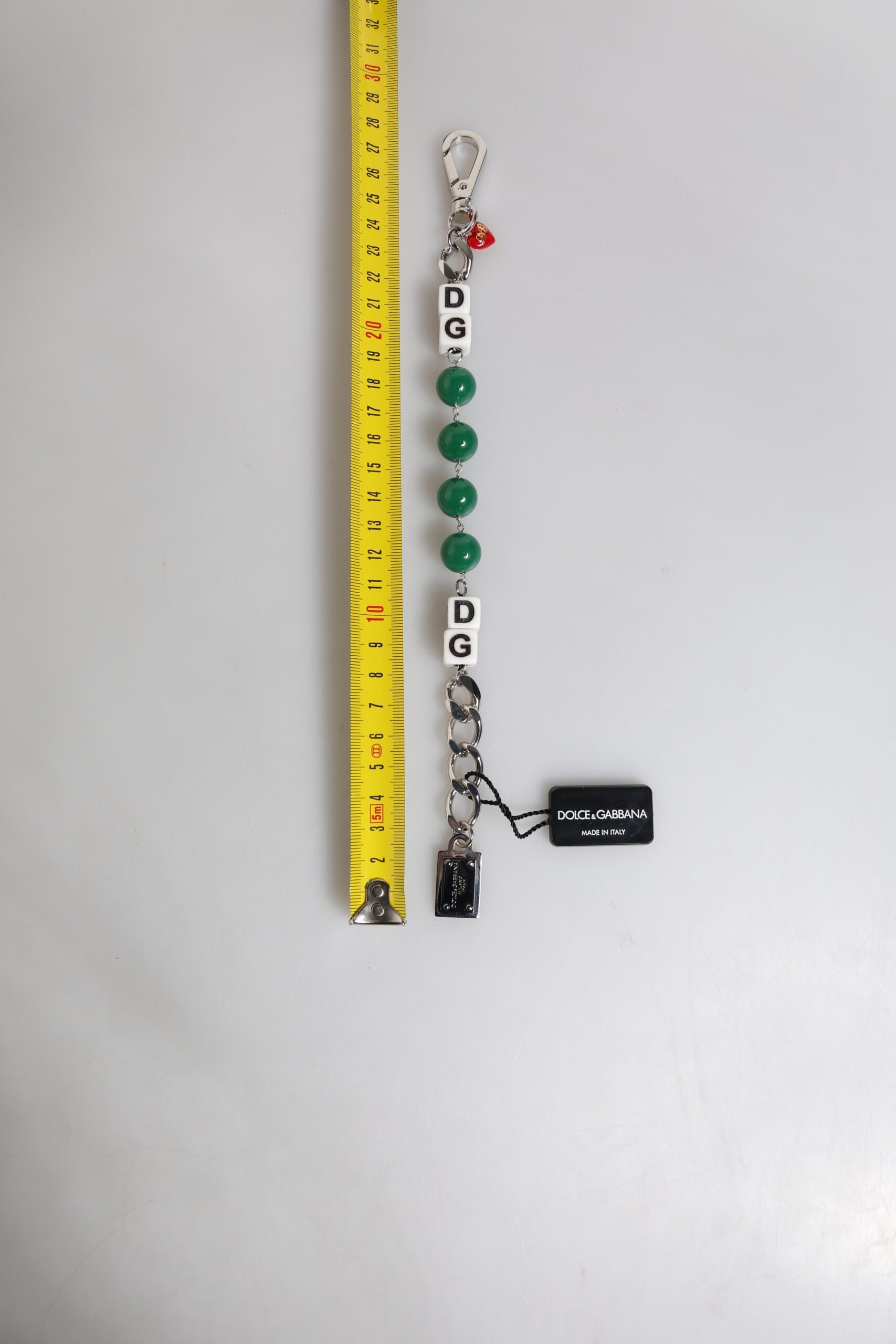 Dolce &amp; Gabbana Sølvfarvet Messing Perle Terninger Logo Pynt Charm Armbånd
