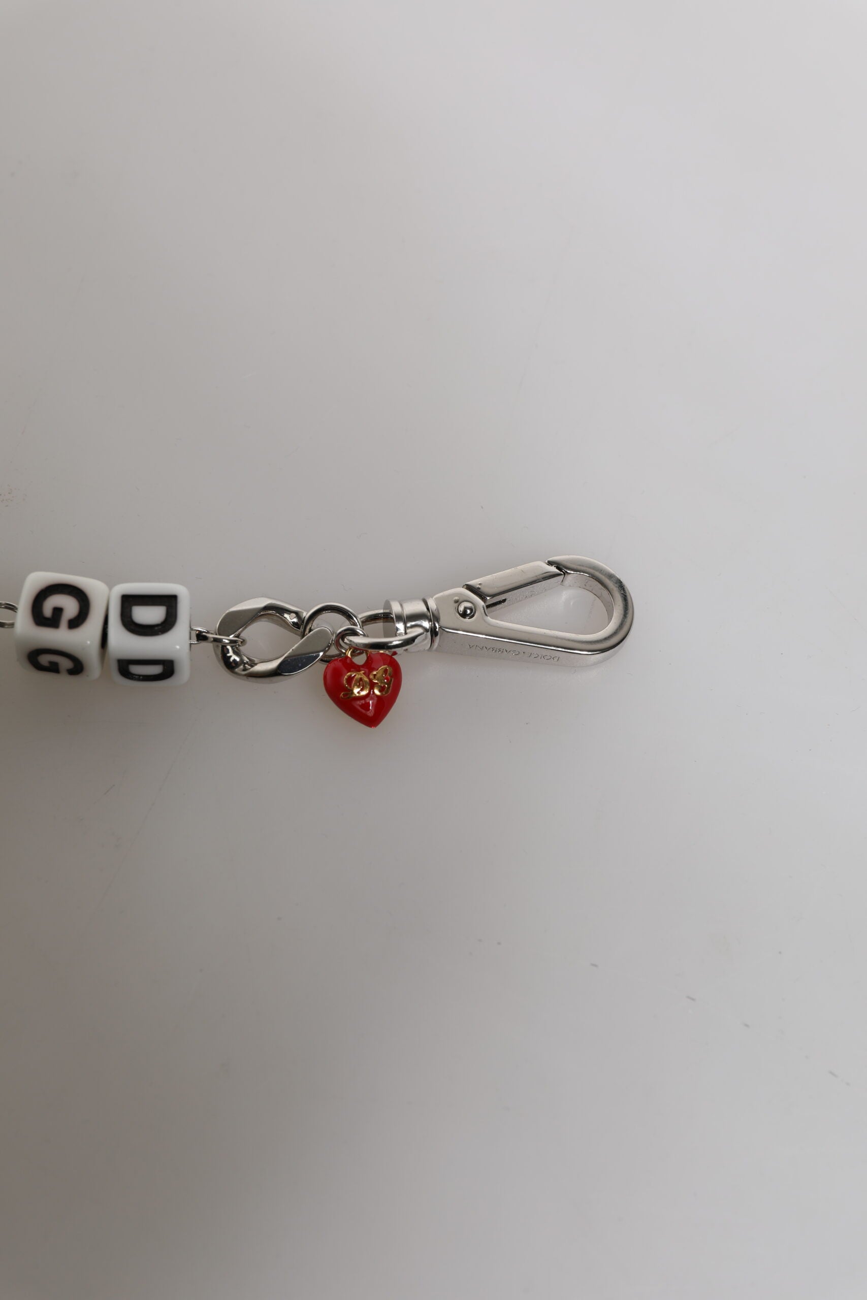 Dolce &amp; Gabbana Sølvfarvet Messing Perle Terninger Logo Pynt Charm Armbånd