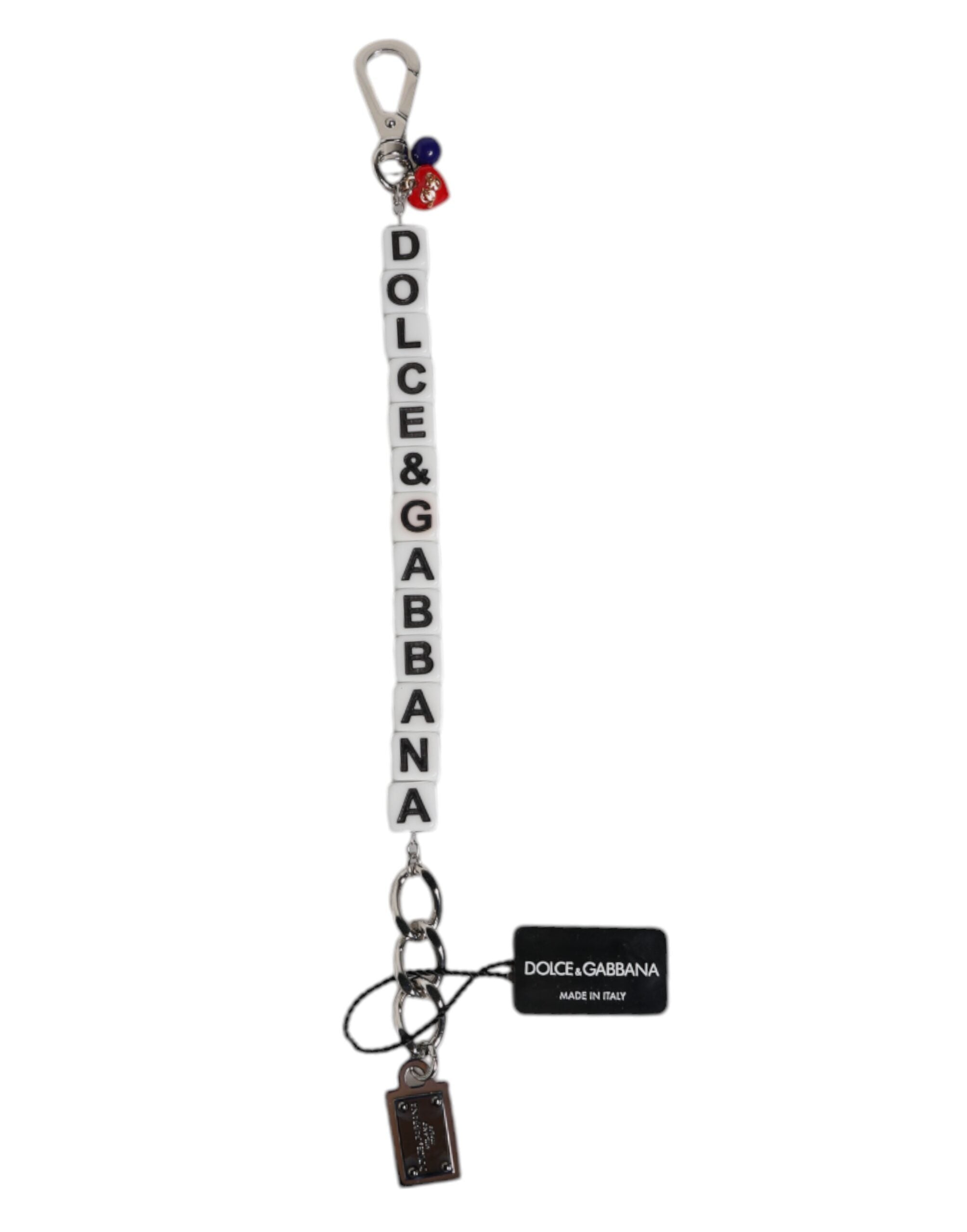 Dolce &amp; Gabbana Sølv Messing Chain Dice Logo Udsmykket Charm Armbånd