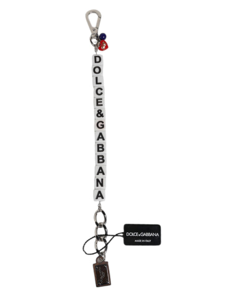 Dolce &amp; Gabbana Sølv Messing Chain Dice Logo Udsmykket Charm Armbånd