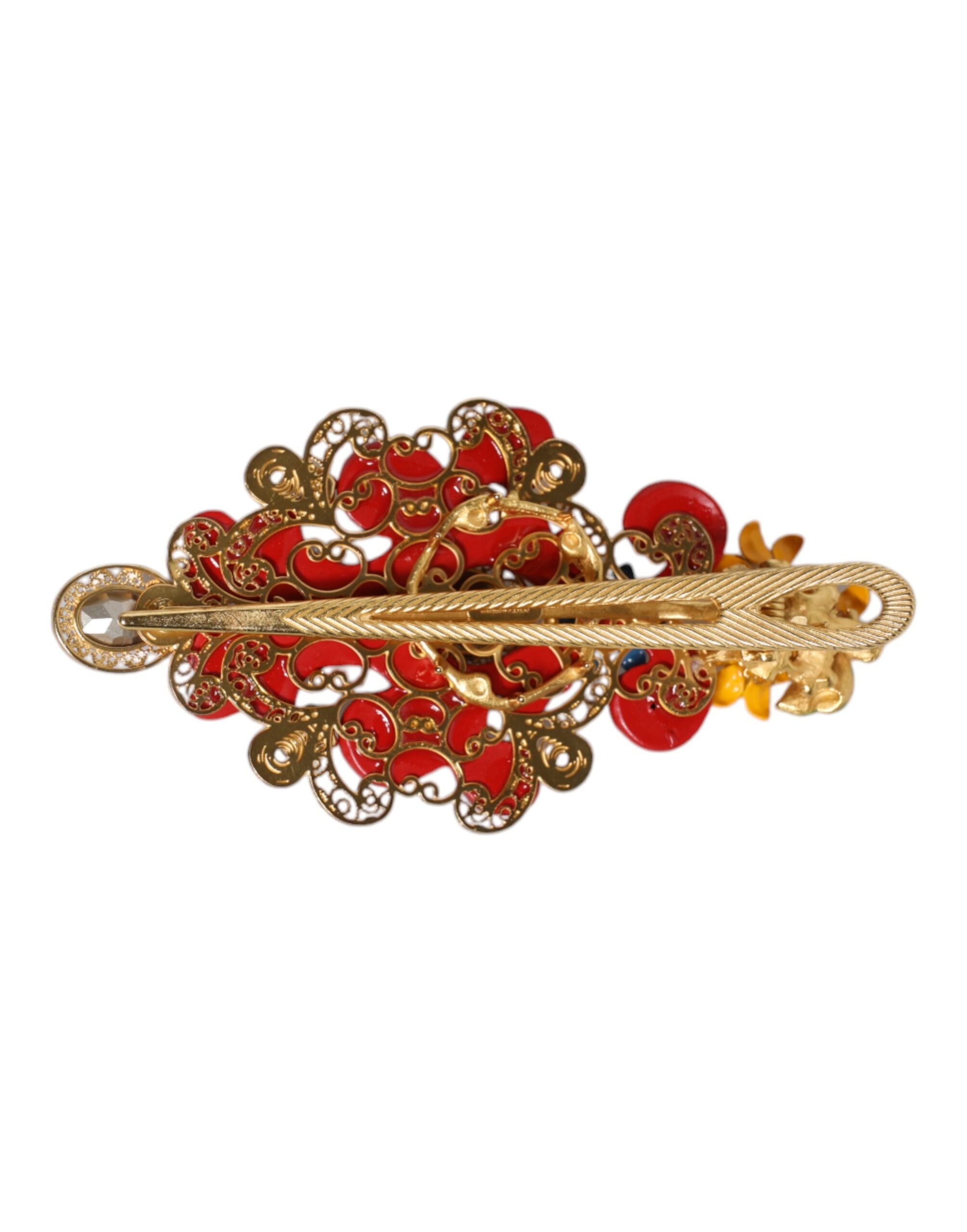 Dolce &amp; Gabbana Multicolor Spring CARRETTO Guld Messing Krystal hårspænde