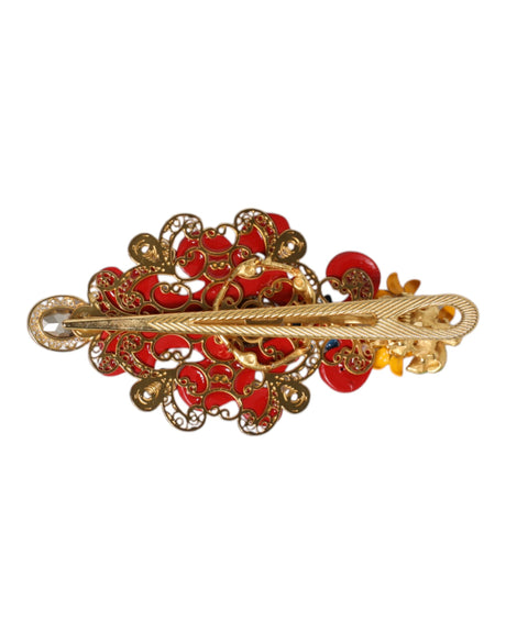 Dolce &amp; Gabbana Multicolor Spring CARRETTO Guld Messing Krystal hårspænde