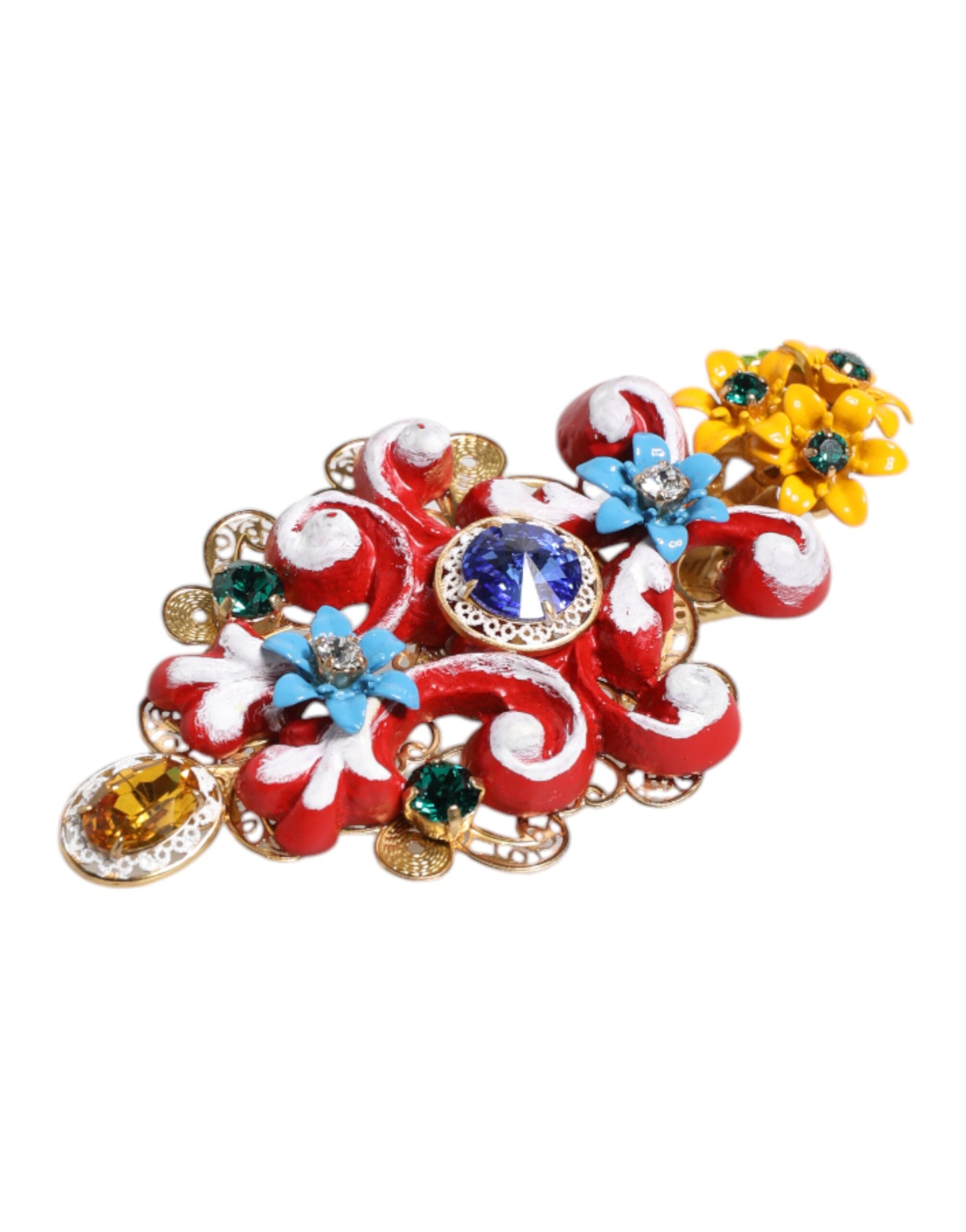 Dolce &amp; Gabbana Multicolor Spring CARRETTO Guld Messing Krystal hårspænde
