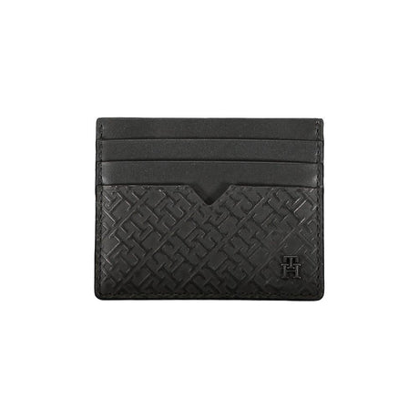Tommy Hilfiger Sleek Black Leather Card Holder with Contrast Detail - Hilstor