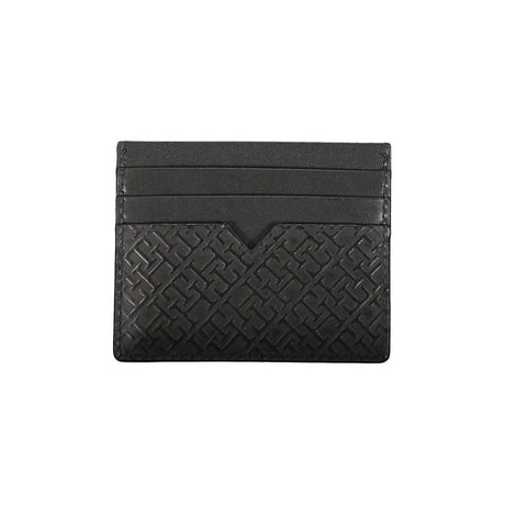 Tommy Hilfiger Sleek Black Leather Card Holder with Contrast Detail - Hilstor