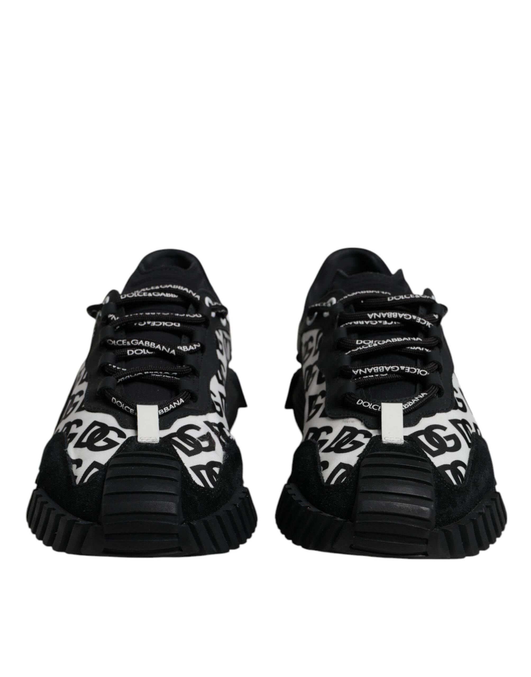 Dolce & Gabbana Black Logo Lace Up Low Top NS1 Sneakers Shoes - Hilstor