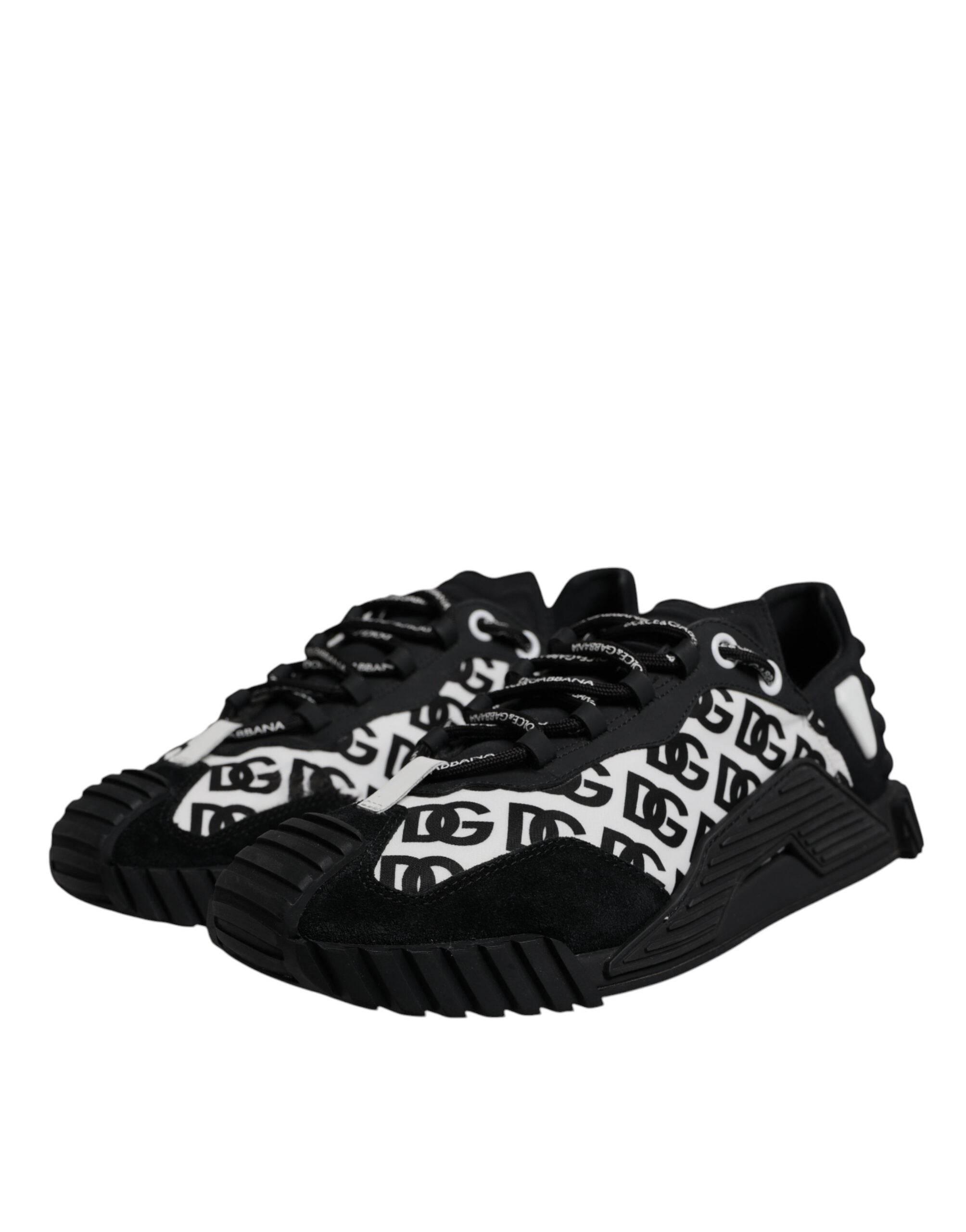 Dolce & Gabbana Black Logo Lace Up Low Top NS1 Sneakers Shoes - Hilstor