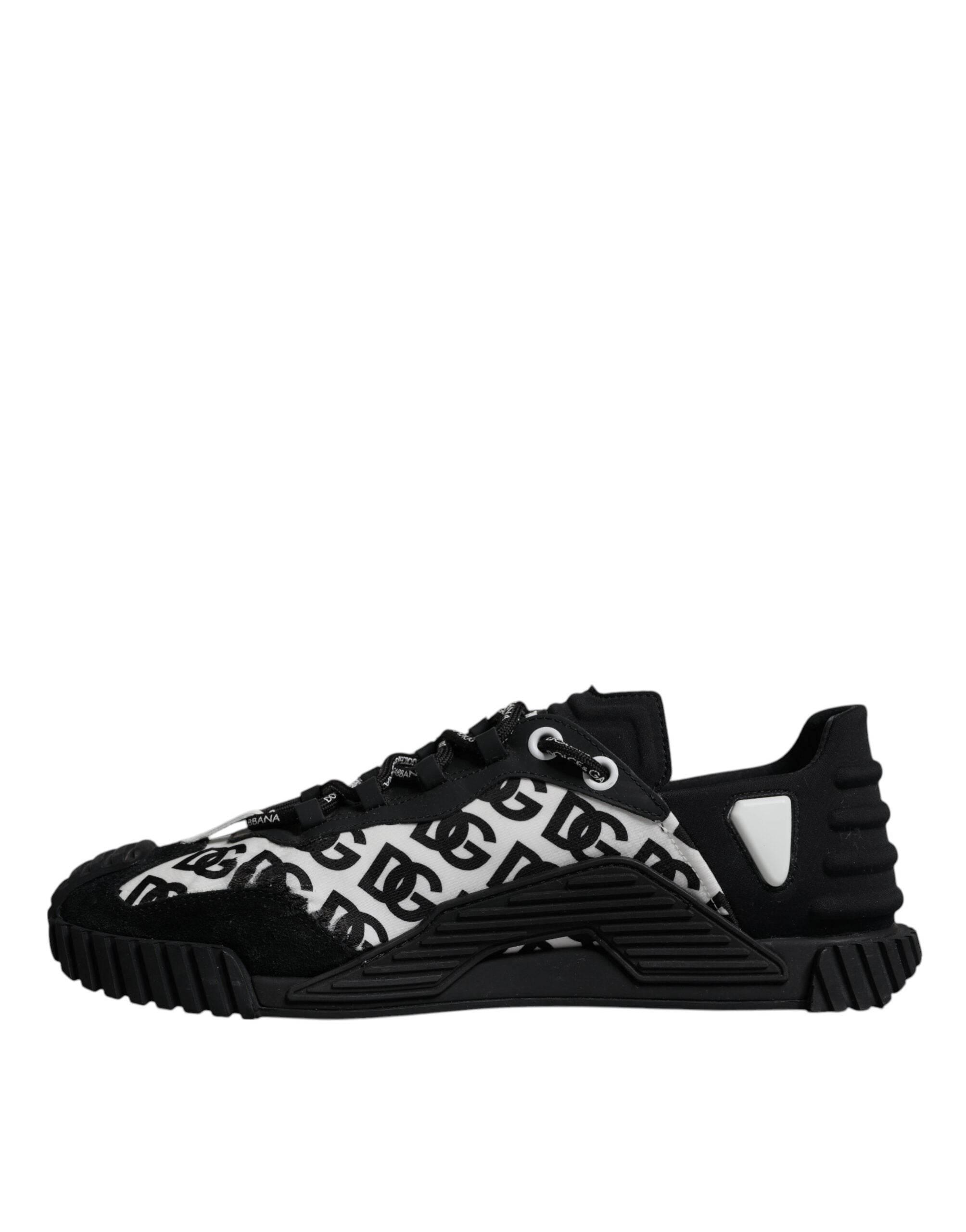 Dolce & Gabbana Black Logo Lace Up Low Top NS1 Sneakers Shoes - Hilstor