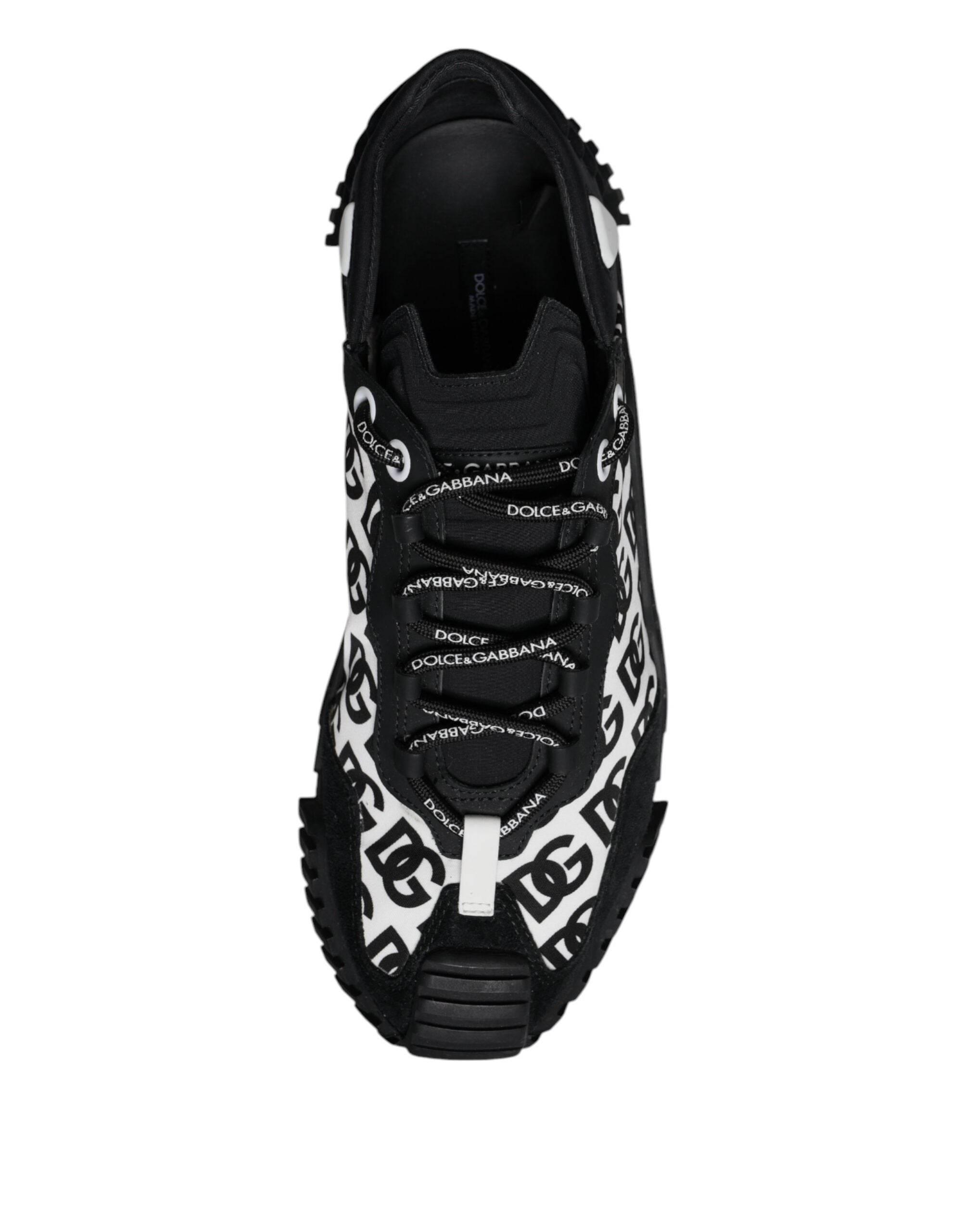 Dolce & Gabbana Black Logo Lace Up Low Top NS1 Sneakers Shoes - Hilstor