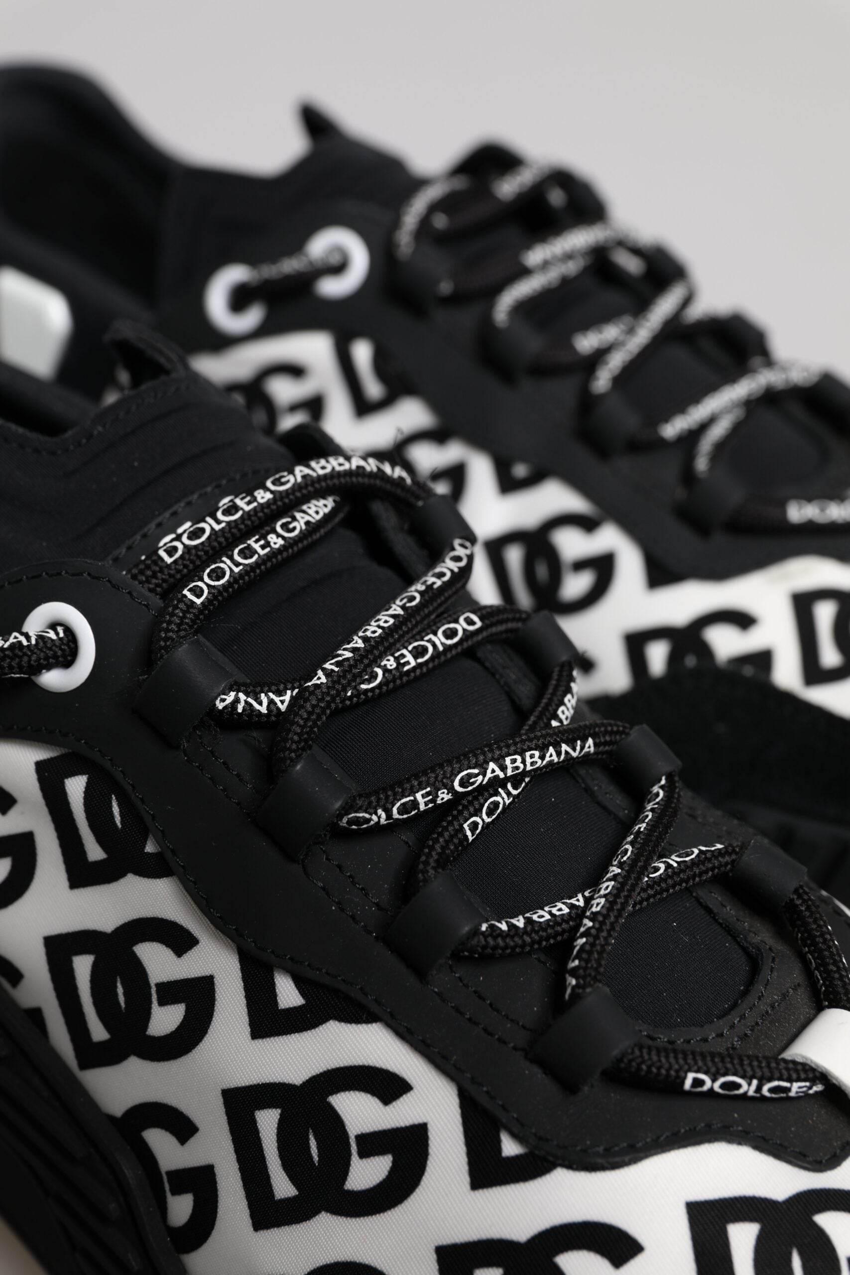 Dolce & Gabbana Black Logo Lace Up Low Top NS1 Sneakers Shoes - Hilstor