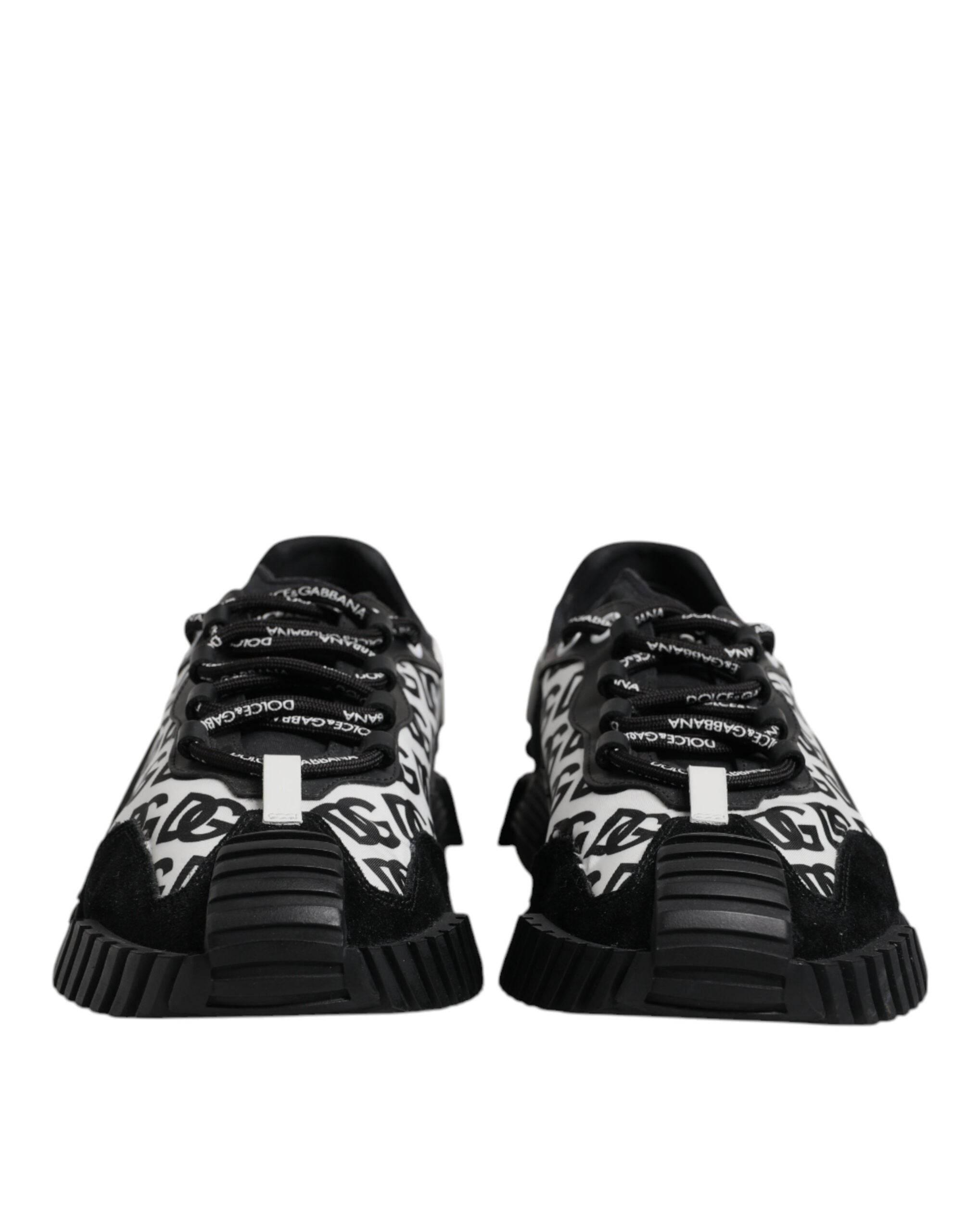 Dolce & Gabbana Black Logo Lace Up Low Top NS1 Sneakers Shoes - Hilstor