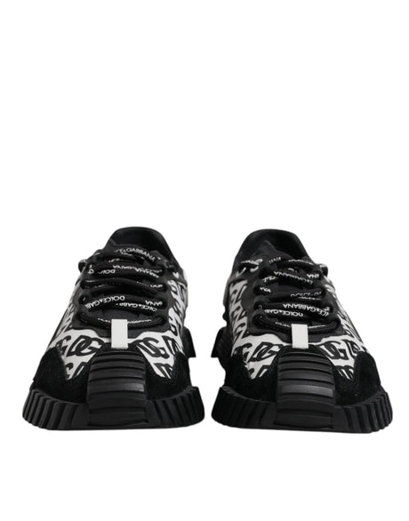 Dolce & Gabbana Black Logo Lace Up Low Top NS1 Sneakers Shoes - Hilstor
