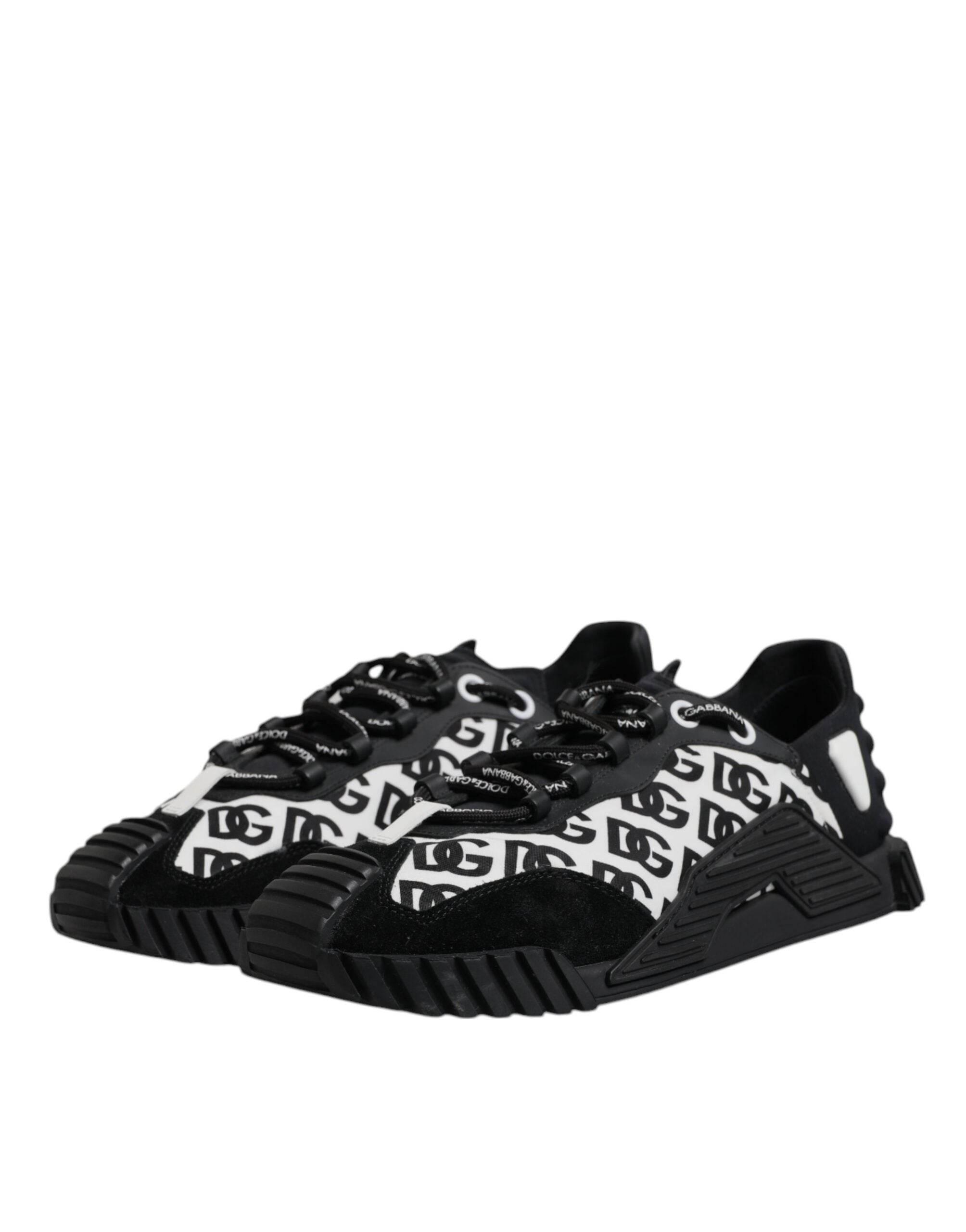 Dolce & Gabbana Black Logo Lace Up Low Top NS1 Sneakers Shoes - Hilstor