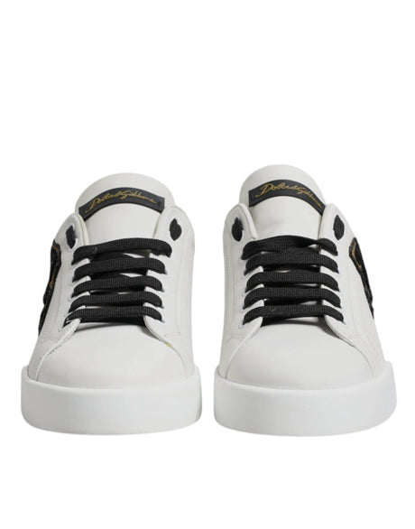 Dolce & Gabbana White Leather DG Logo Low Top Sneakers Shoes - Hilstor