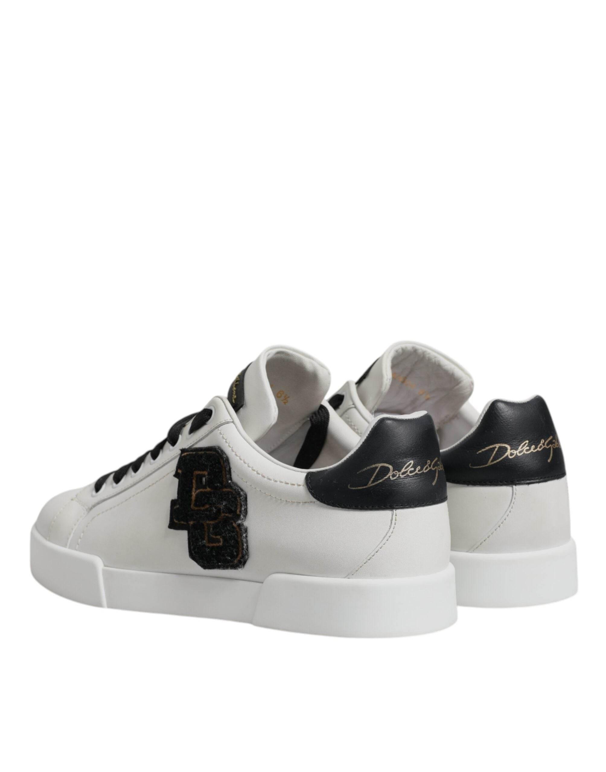 Dolce & Gabbana White Leather DG Logo Low Top Sneakers Shoes - Hilstor
