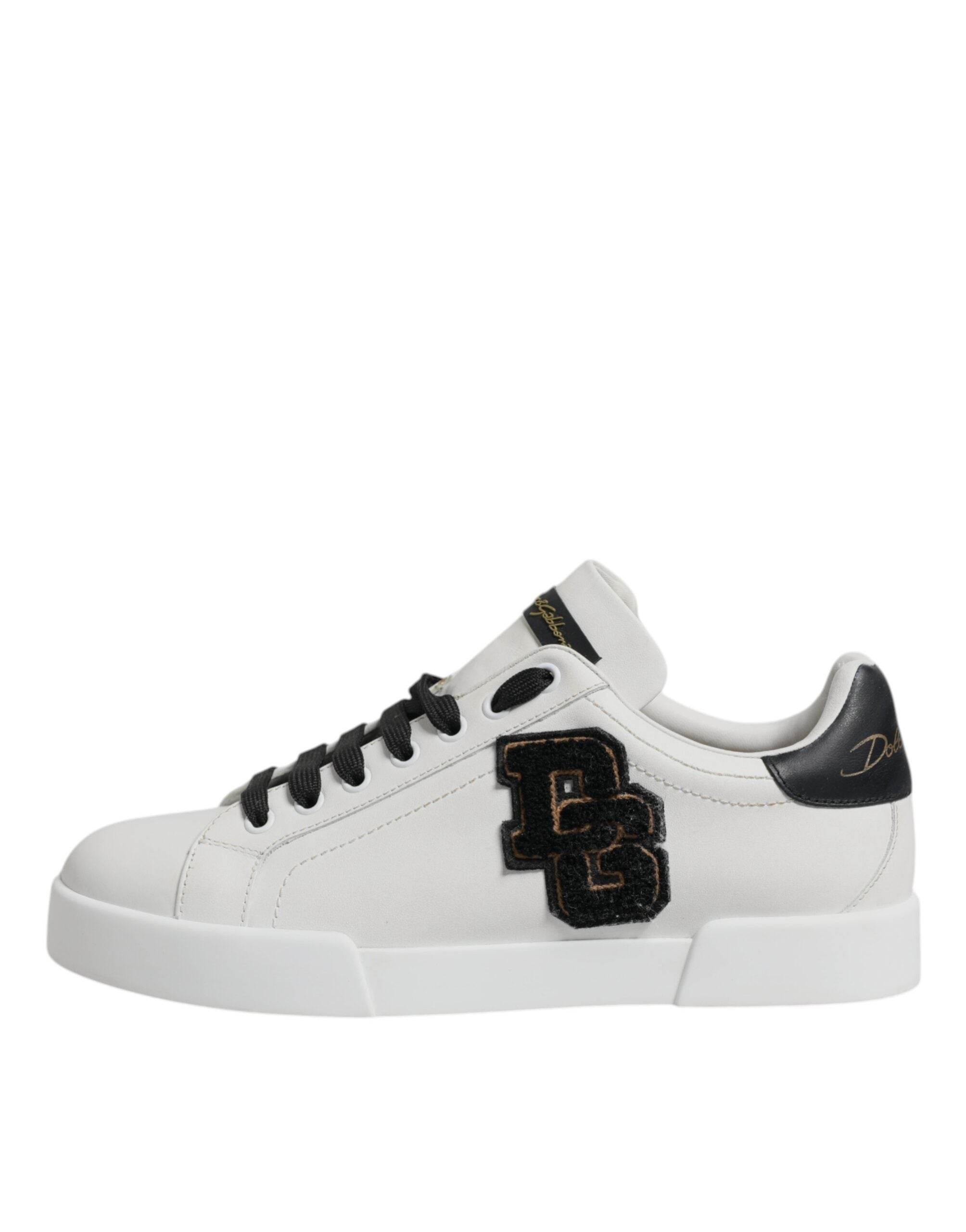 Dolce & Gabbana White Leather DG Logo Low Top Sneakers Shoes - Hilstor