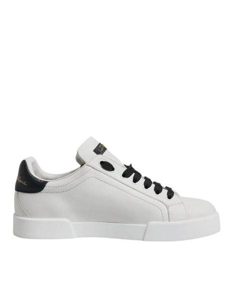 Dolce & Gabbana White Leather DG Logo Low Top Sneakers Shoes - Hilstor