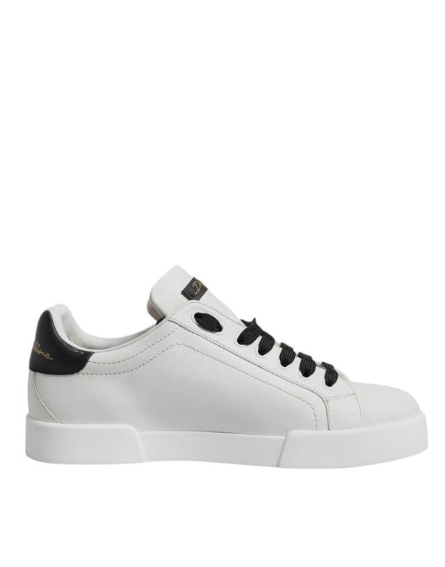 Dolce & Gabbana White Leather DG Logo Low Top Sneakers Shoes - Hilstor