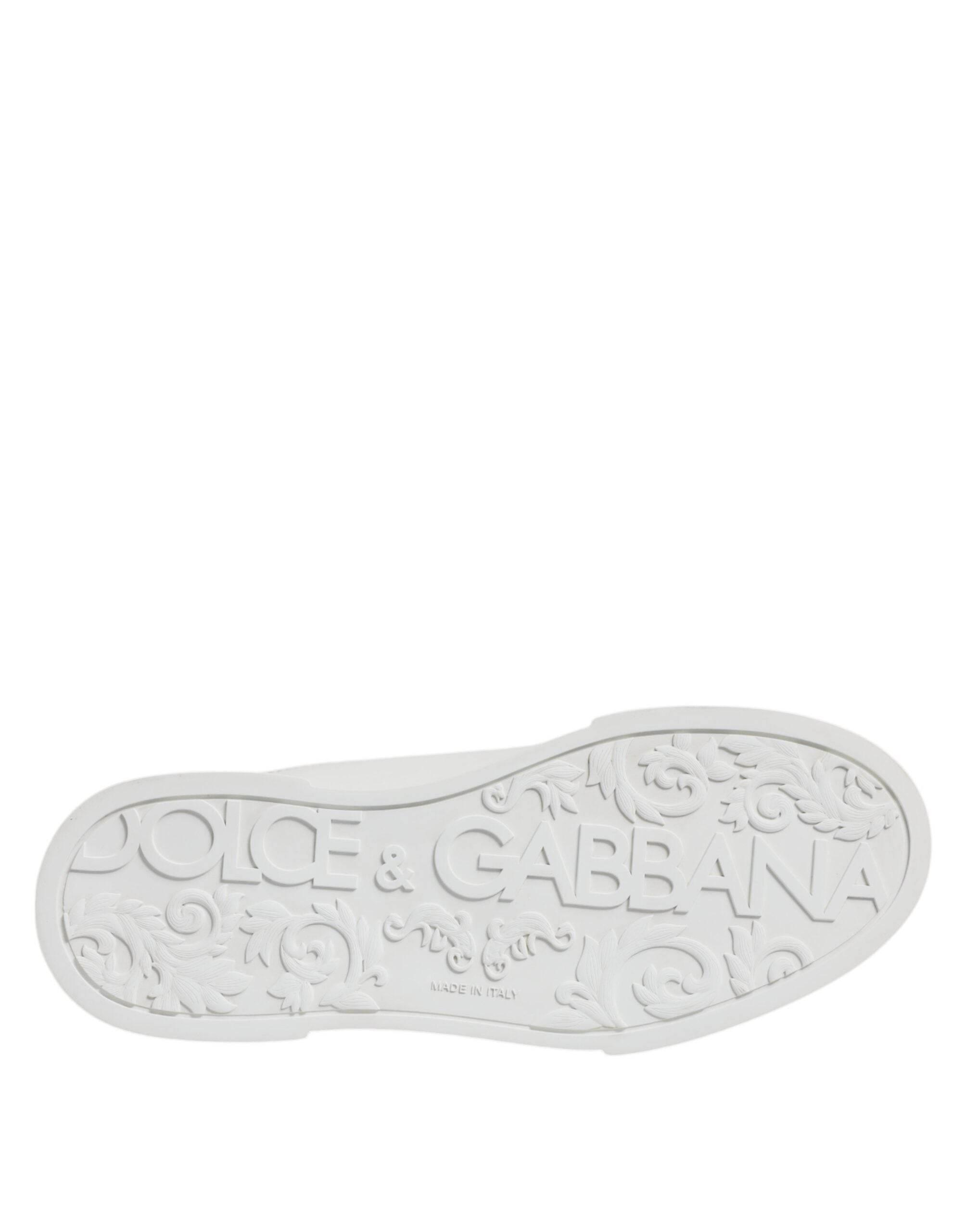 Dolce & Gabbana White Leather DG Logo Low Top Sneakers Shoes - Hilstor