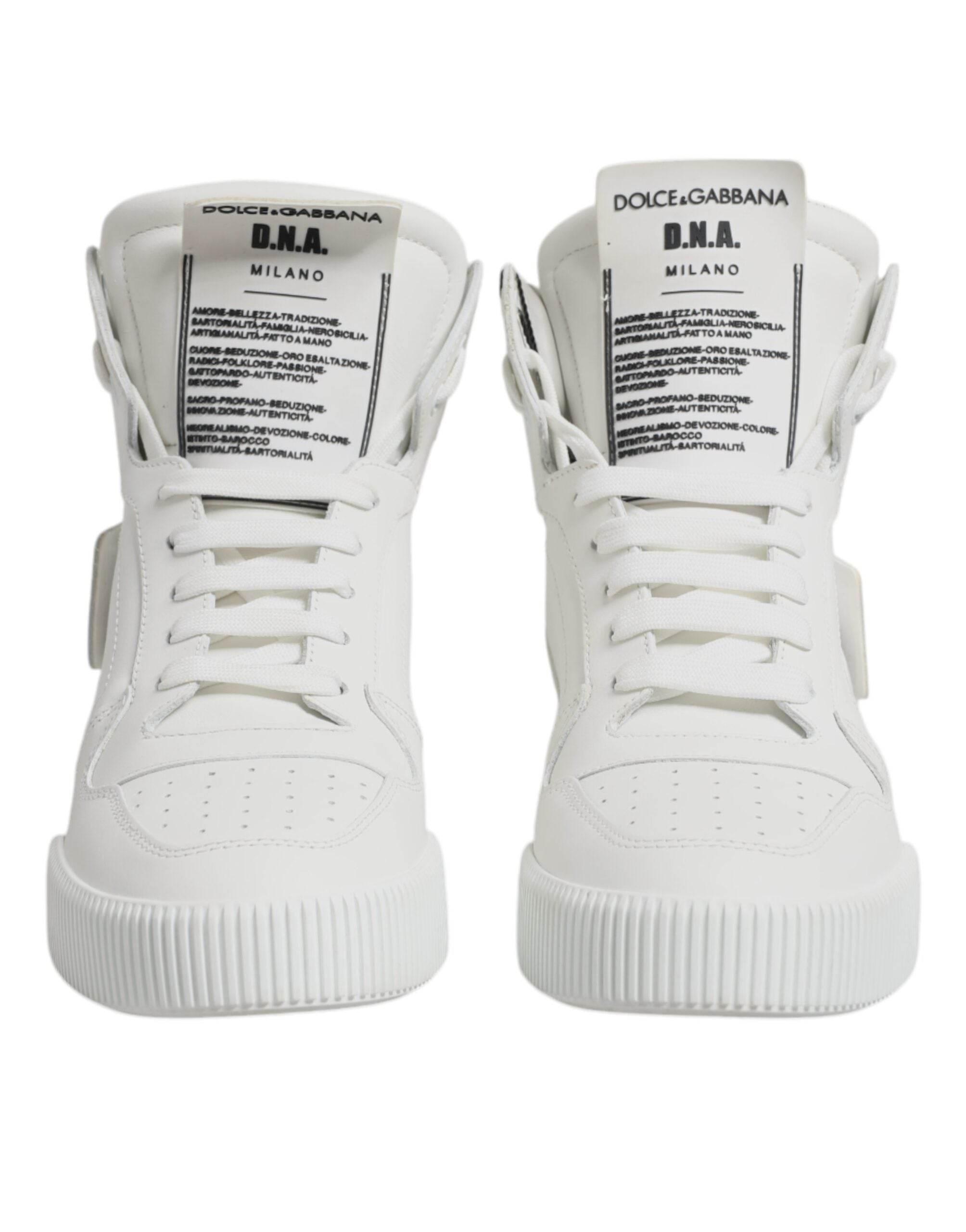 Dolce & Gabbana White Leather High Top Sneakers Shoes - Hilstor