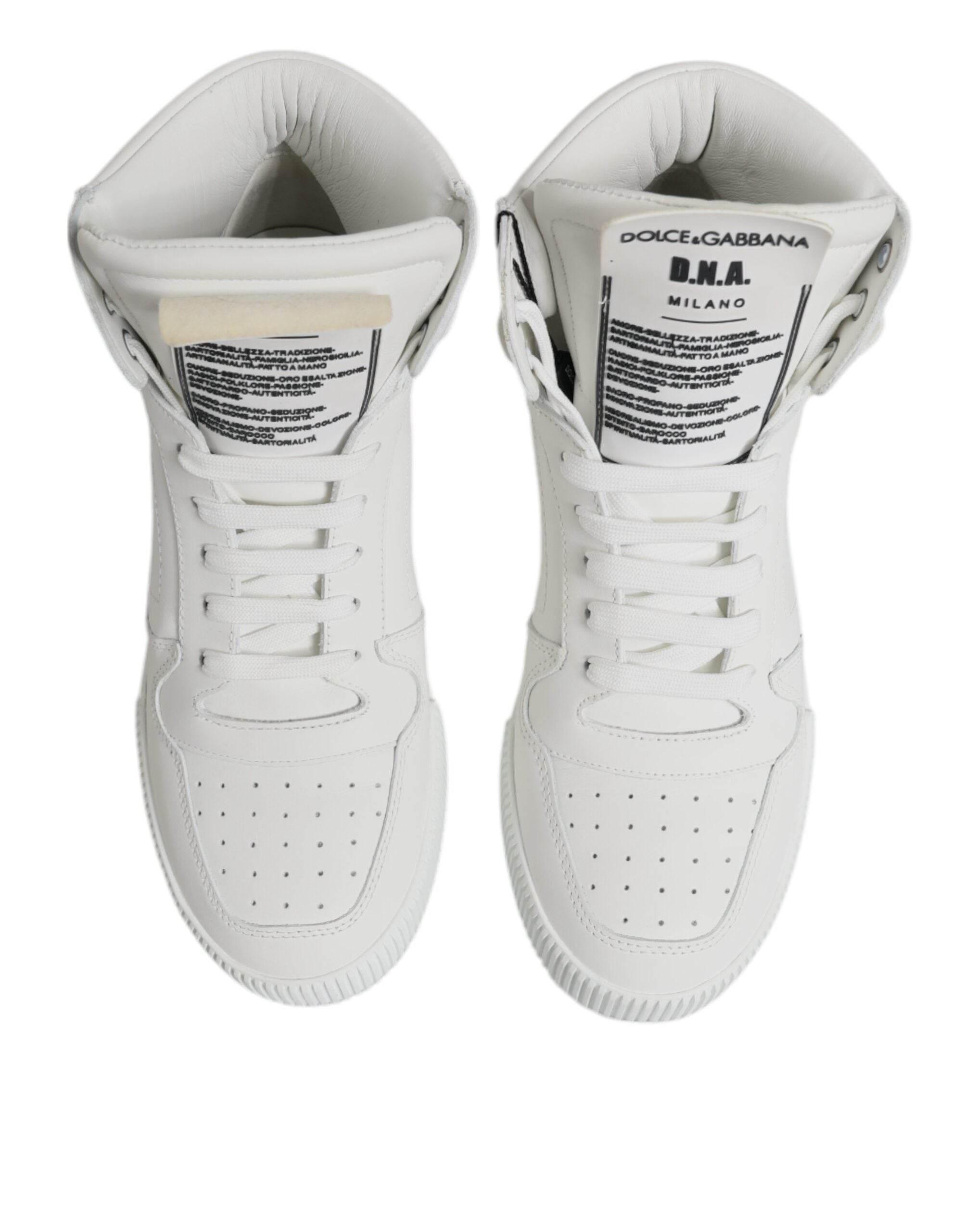 Dolce & Gabbana White Leather High Top Sneakers Shoes - Hilstor