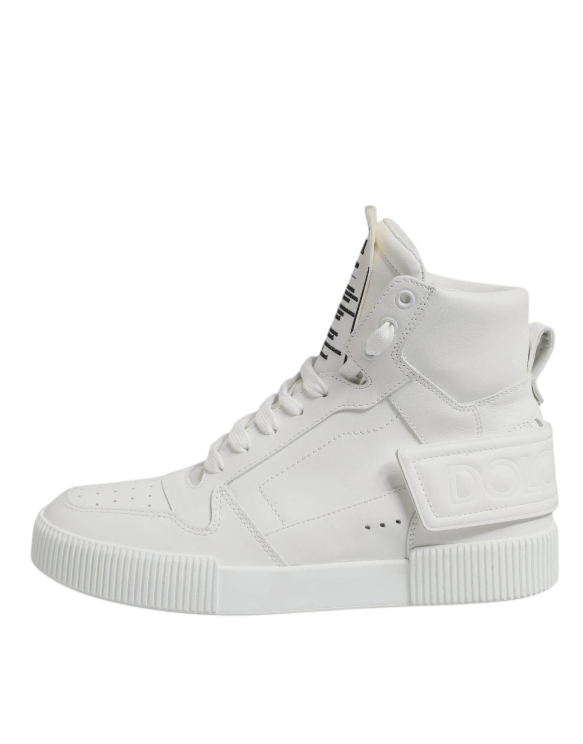 Dolce & Gabbana White Leather High Top Sneakers Shoes - Hilstor
