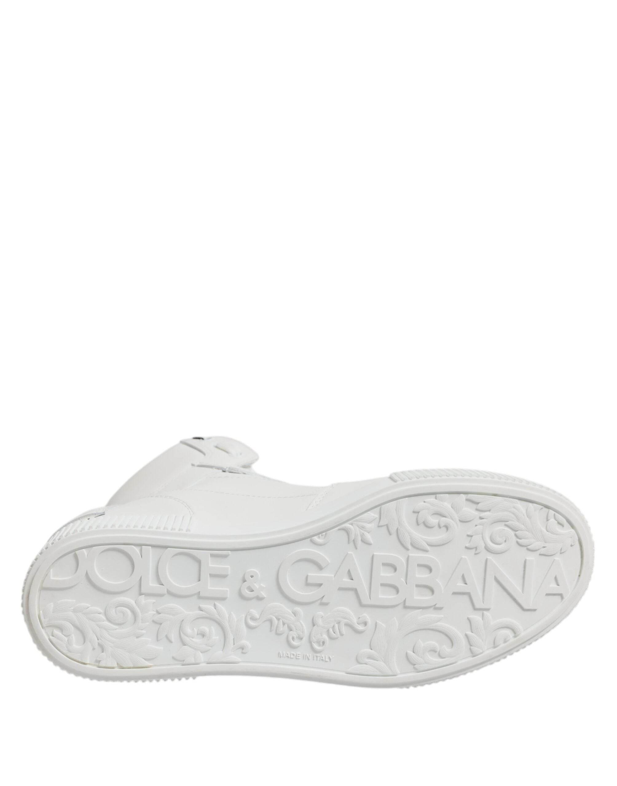 Dolce & Gabbana White Leather High Top Sneakers Shoes - Hilstor