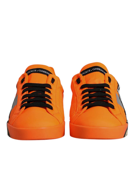 Dolce & Gabbana Orange Portofino Logo Tape Men Sneakers Shoes - Hilstor