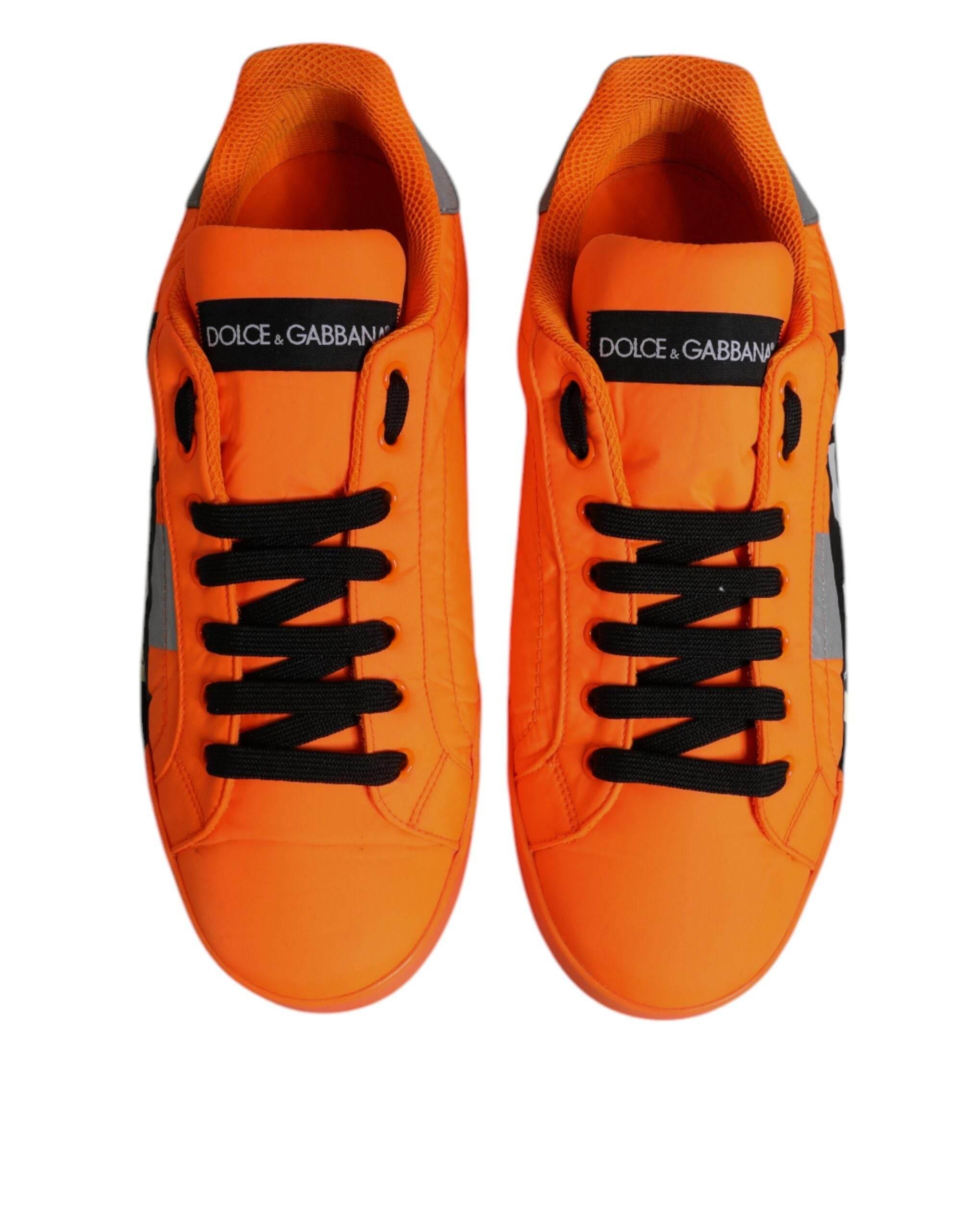 Dolce & Gabbana Orange Portofino Logo Tape Men Sneakers Shoes - Hilstor