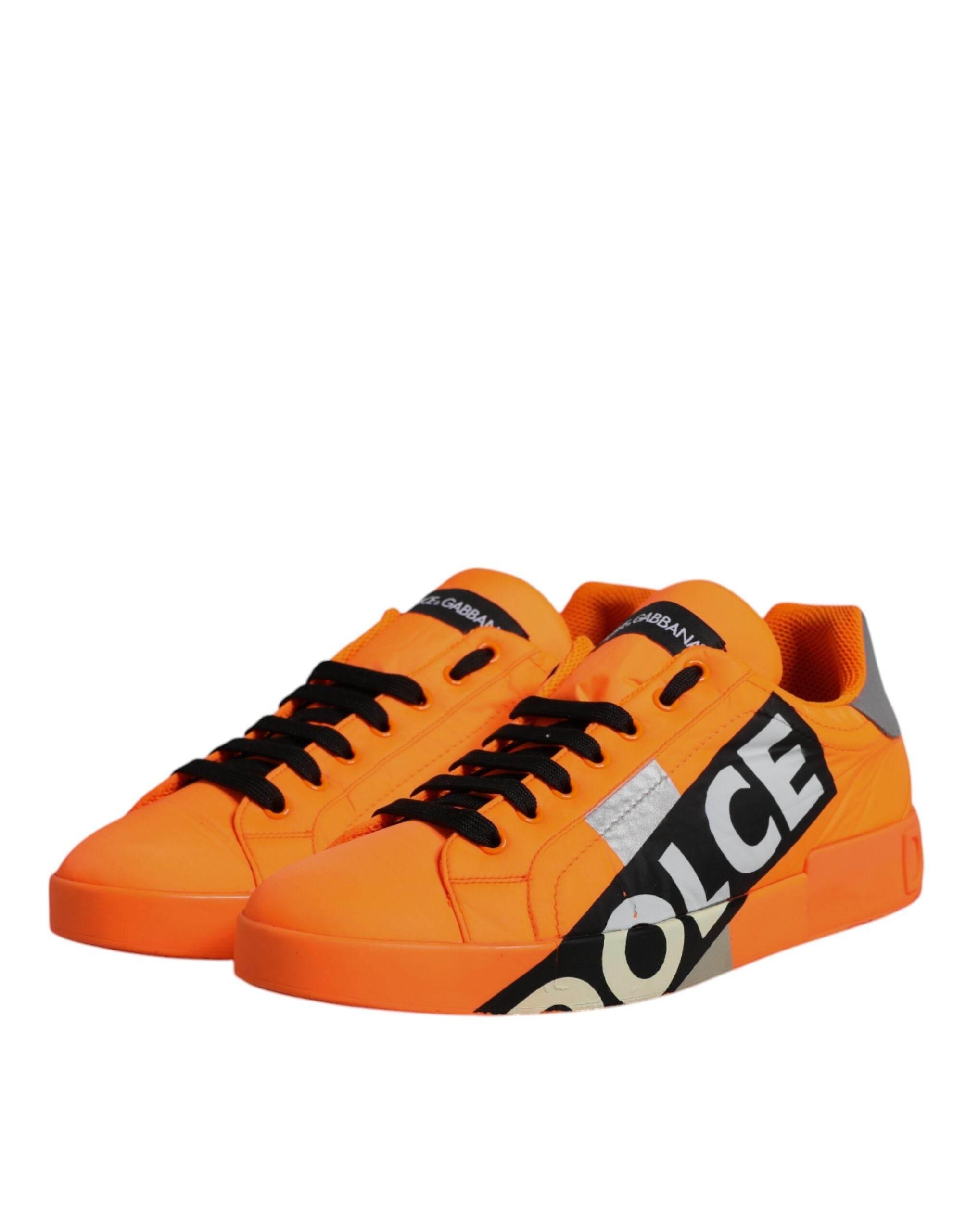 Dolce & Gabbana Orange Portofino Logo Tape Men Sneakers Shoes - Hilstor
