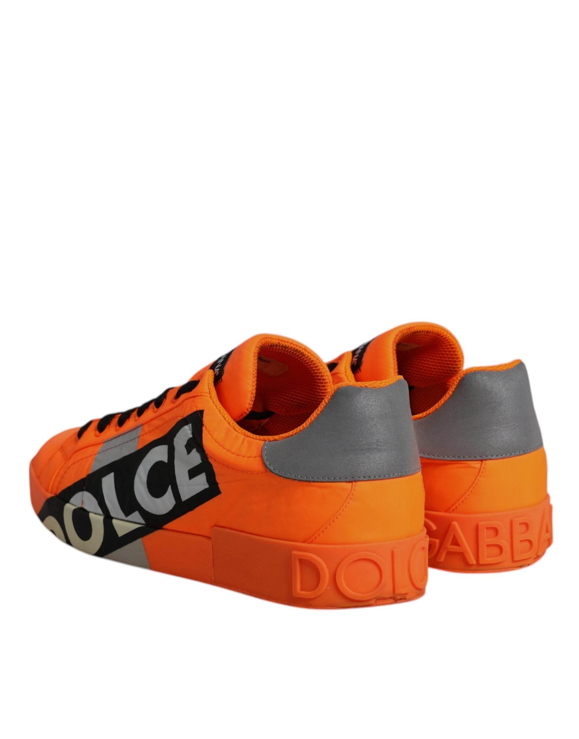 Dolce & Gabbana Orange Portofino Logo Tape Men Sneakers Shoes - Hilstor